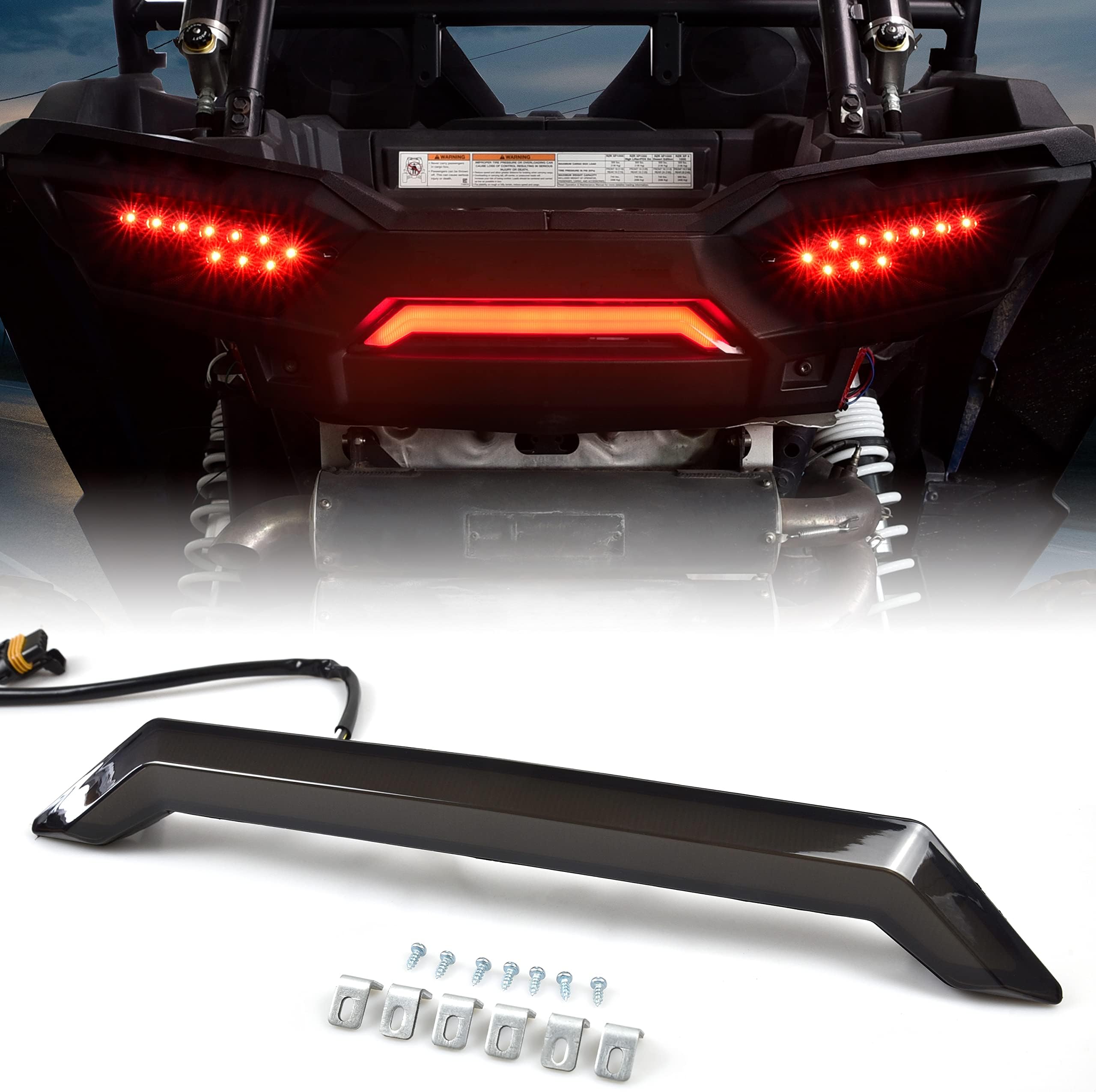 SAUTVS UTV Center Tail Light 3rd Third Brake Light, Smoked Black Rear Center Accent Lamp Taillight Stop Light for Polaris RZR XP 1000/ XP4 1000 2014-2018 Accessories (1PCS)