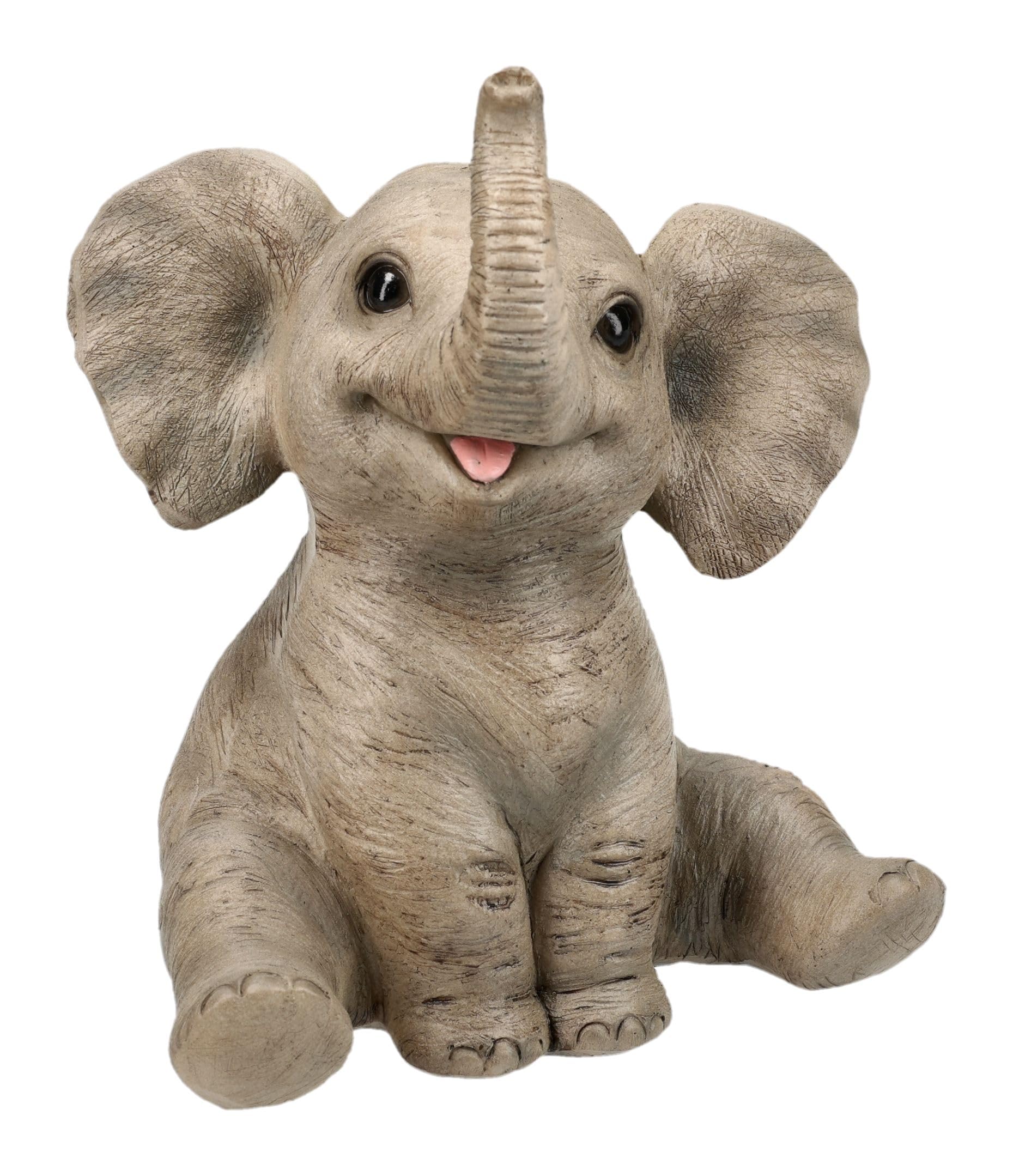 Figuren Shop GmbH Figura di elefante – Grazioso vitello di elefante – Figura animale dipinta a mano (14 cm) – Carina figura decorativa – portafortuna & idea regalo per gli amanti degli animali