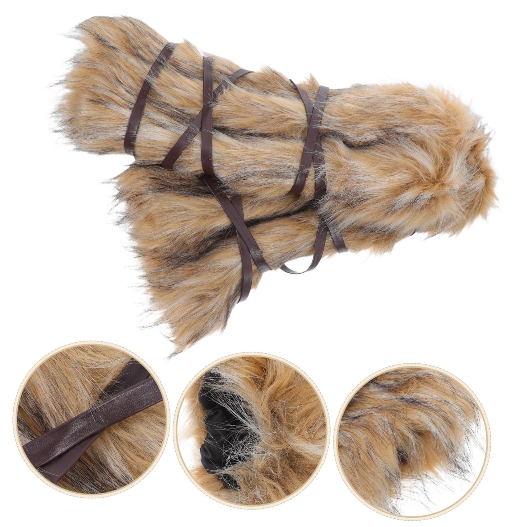 Gatuida Scaldamuscoli Pelosi in Pelliccia Sintetica Design Vichingo Vintage Cinghie Regolabili Calore e Comfort per Gambe Adatti Cosplay e da