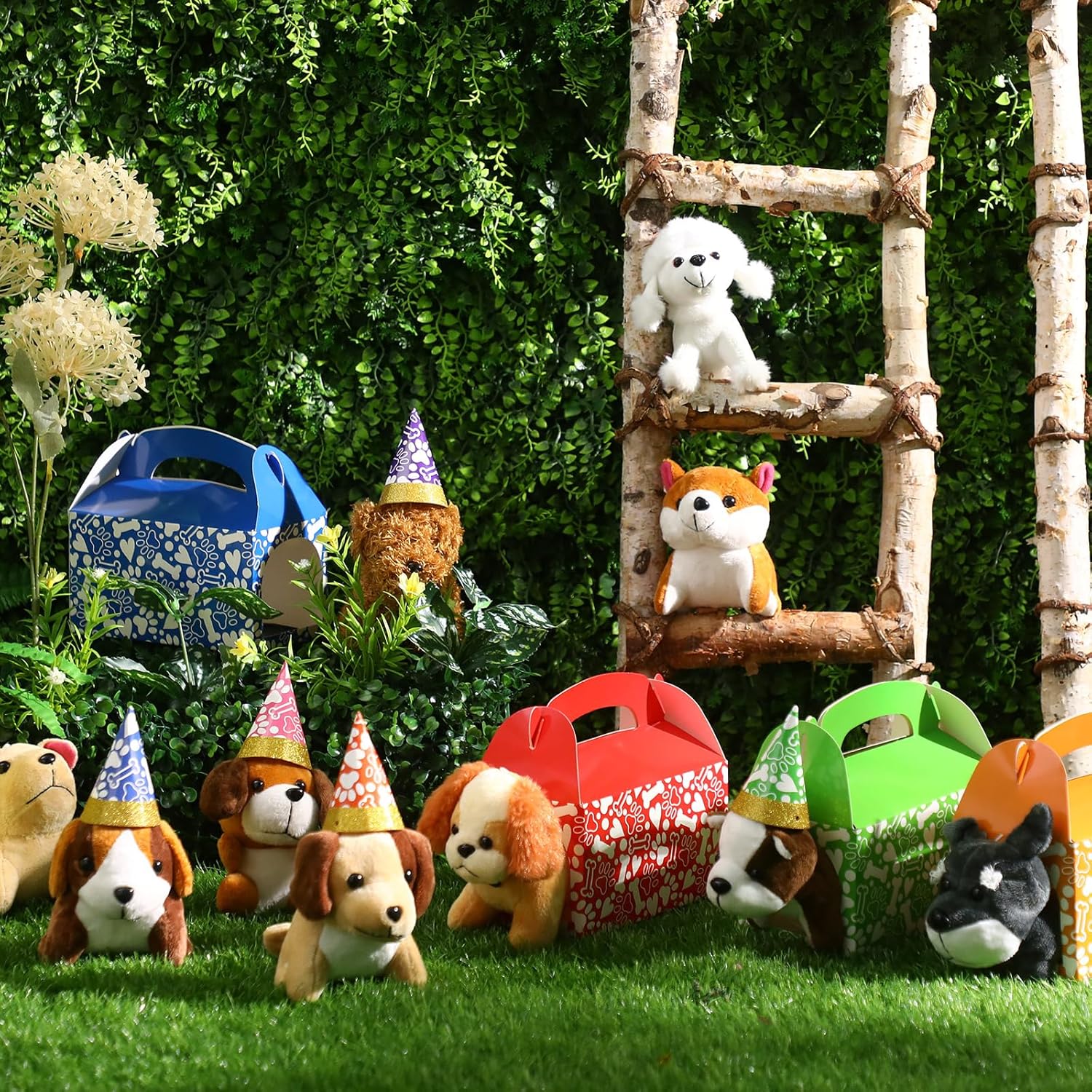 Gejoy 72 Pcs Adopt a Puppy Party Favors for Kids Puppy Themed Birthday Party Supplies Plush Dogs with Hats Adoption Certificates Boxes for Adopt a Pet Theme Boys Girls Birthday Parties(Cute Dog)