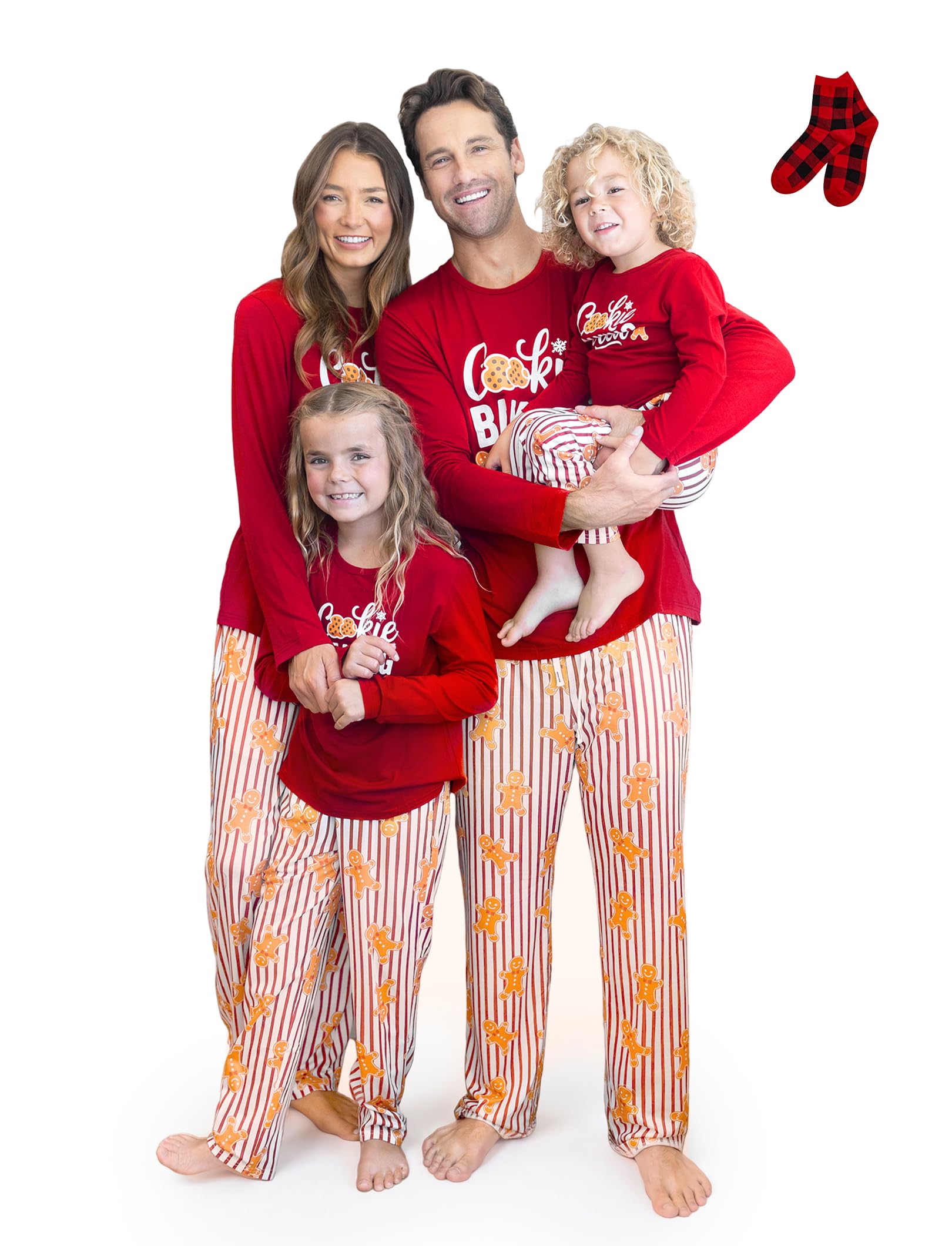 PATPAT Family Christmas Pajamas Matching Sets Gingerbread PJs with Socks
