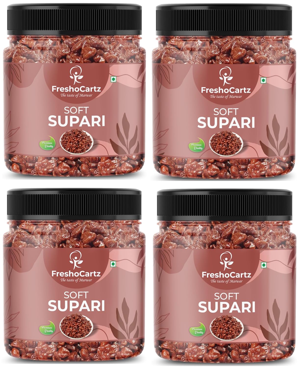 Premium Soft Supari | Raseeli Supari | Chikni Supari | Soft Betel Nuts | After Meal Mukhwas Soft & Sweet Mouth Freshener - Jar Pack (Soft Betal Nut, 300g (Pack of 4))