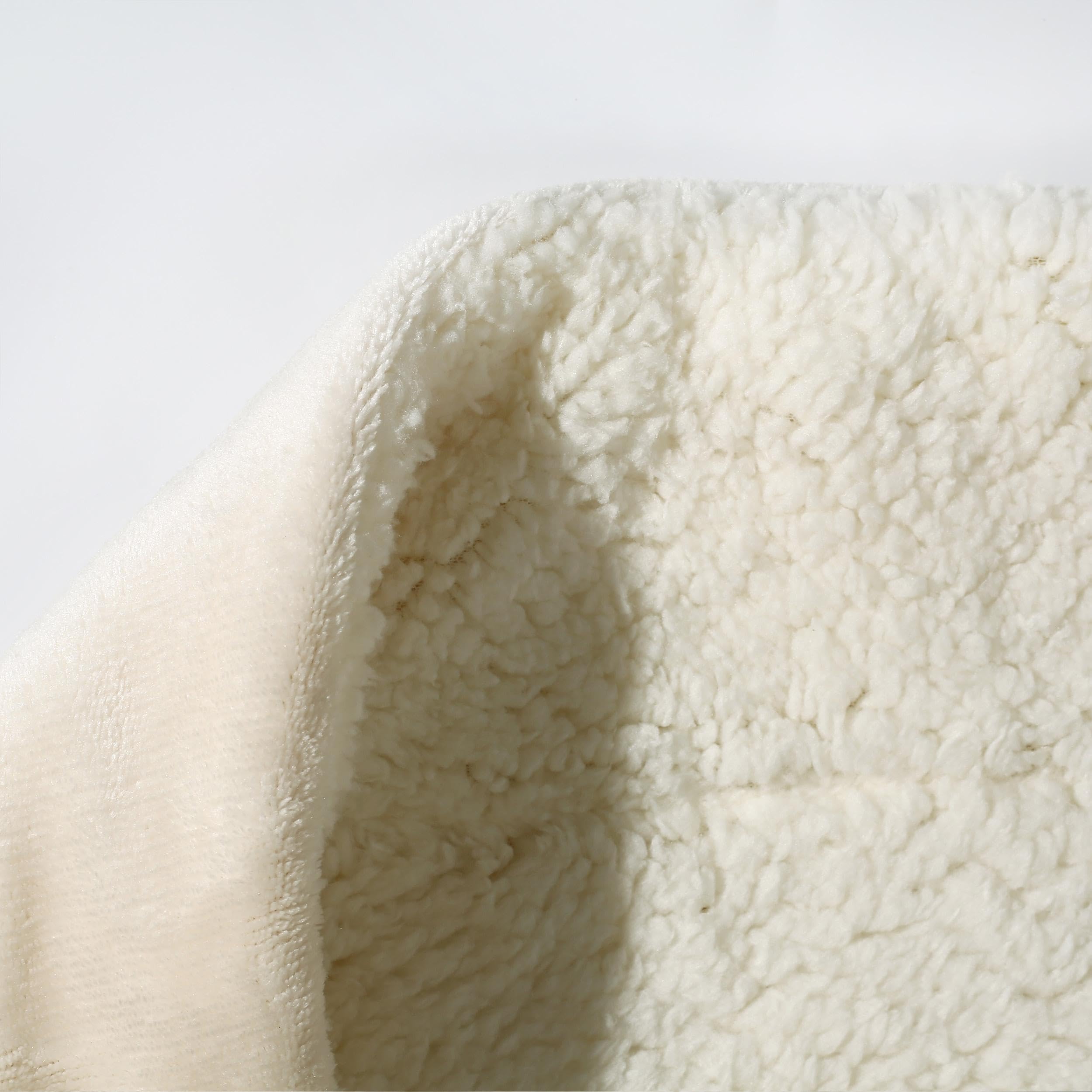 HOMEYA Manta Borreguillo para Sofa y Cama 220x240 cm - Reversible Franela y Sherpa, 100% Poliester, Suave y Calido, Manta Polar para Adulto y Niño, Beige