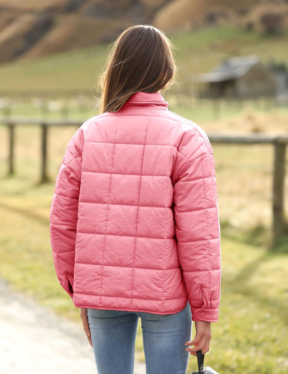 Xiaoxuemeng Womens Quilted Puffer Jacket Zip Up Lightweight Padded Coat Outwear with Pockets - Image 8