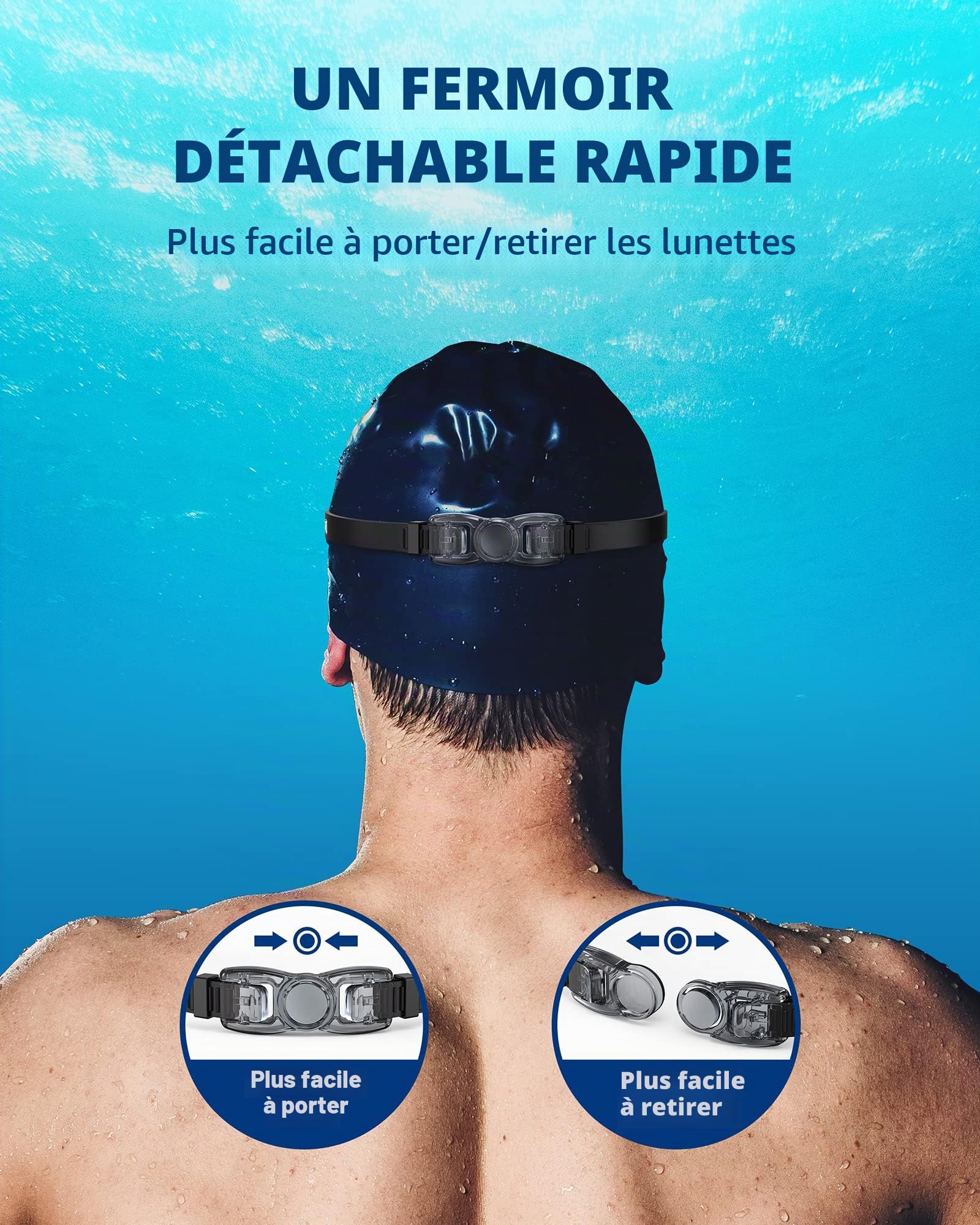 aegend Lunettes de natation miroir 2.0 sans fuite, anti-buée, protection UV, triathlon, revêtement miroir, étui de protection gratuit, accessoire natation pour adultes, hommes, femmes, enfants, noir