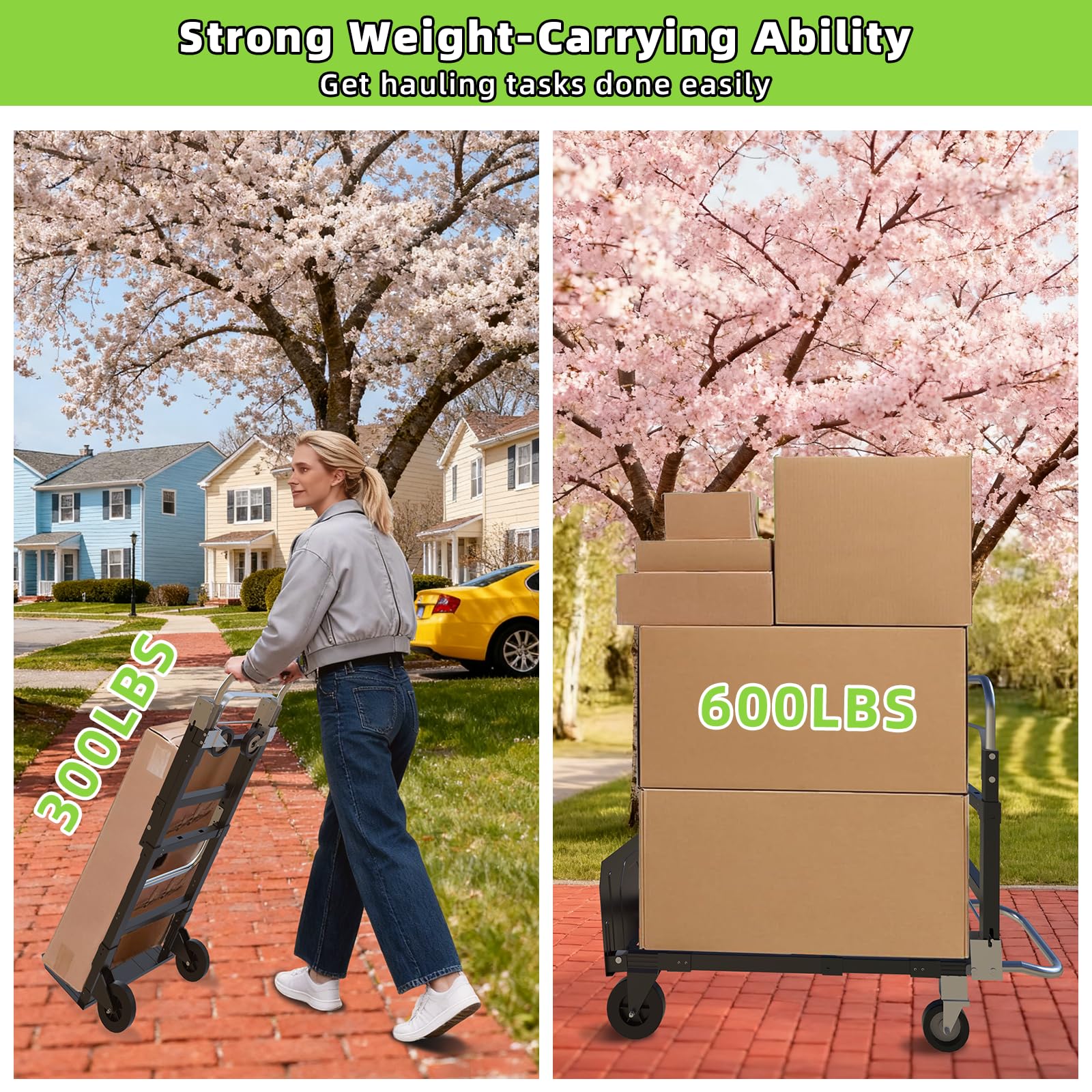 3-in-1 Folding Hand Truck - 600Lbs Capacity -4