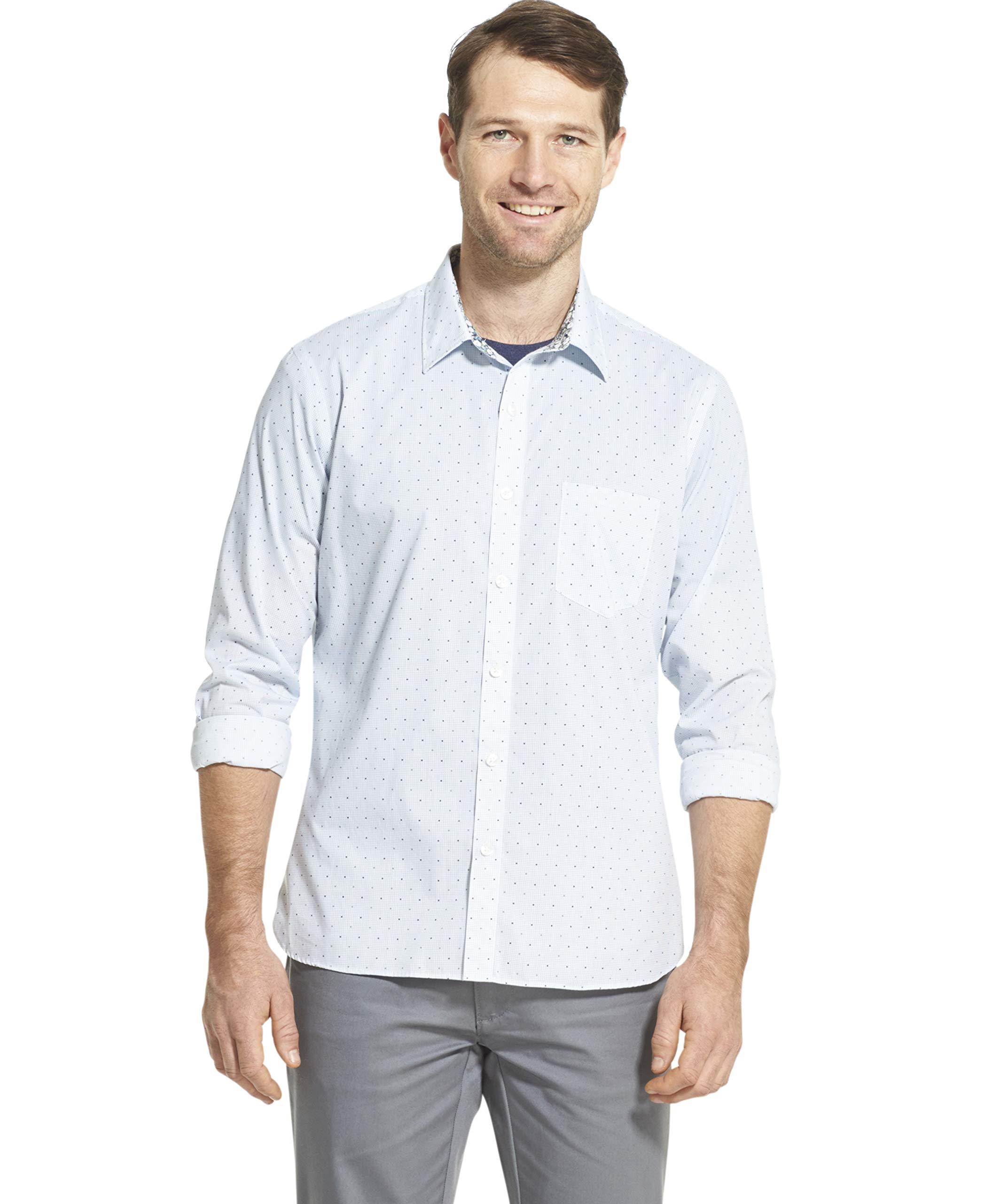 Men's Never Tuck Slim Fit Long Sleeve Shirt Button
