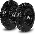 Taifa 2 PCS 13 Inch Rubber Solid Flat Free Replacement Tires and Wheels 4.00-6 with 5/8'' Axle Bore Hole, Air Less Wheel for Wheelbarrow/Wagon/Hand Truck/Trolley/Garden Scooter etc.