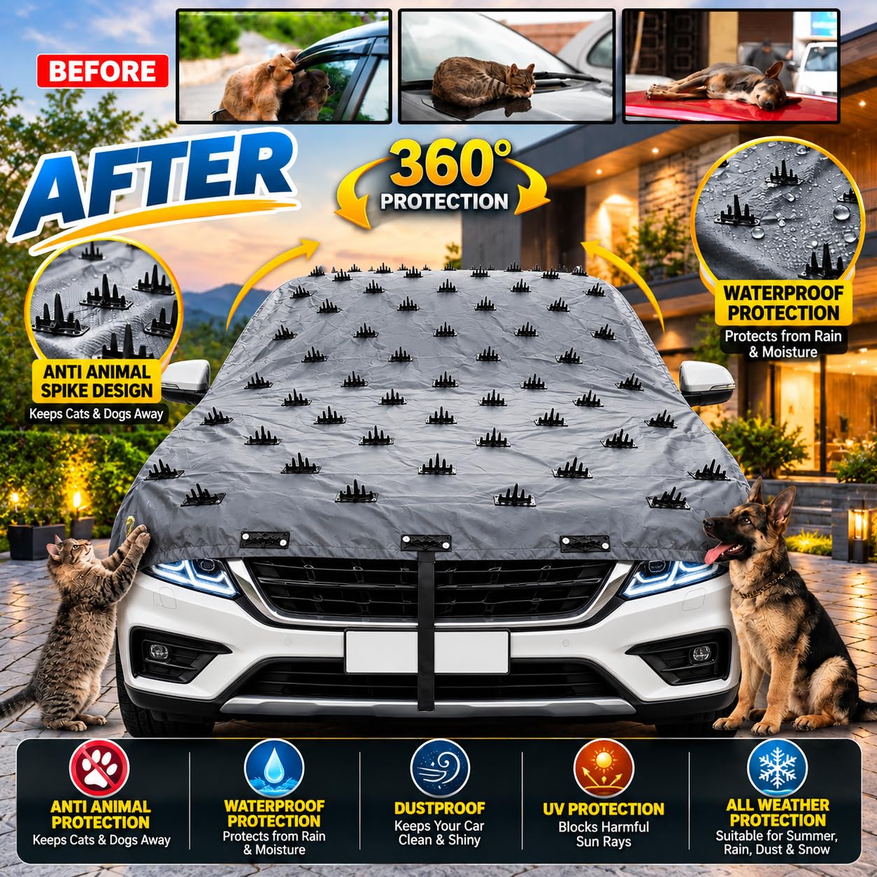 Spike Car Cover - Protect Your Car from Animals -2