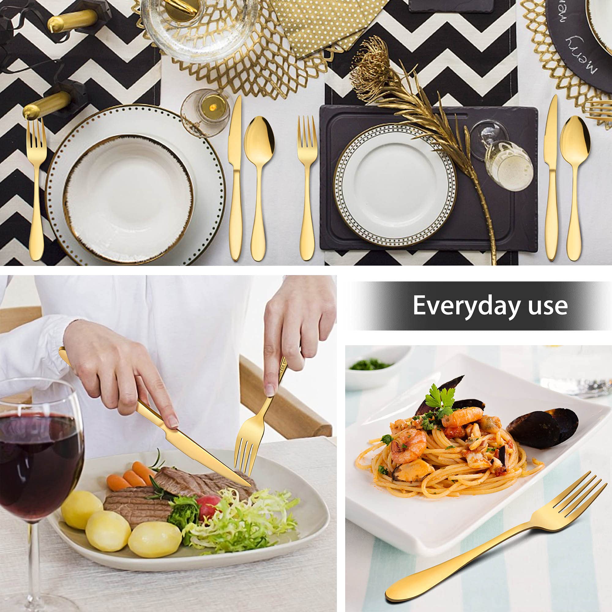 LIANYU 40-Piece Gold Silverware Set for 8, Flatware Cutlery Set — Amazon image 6