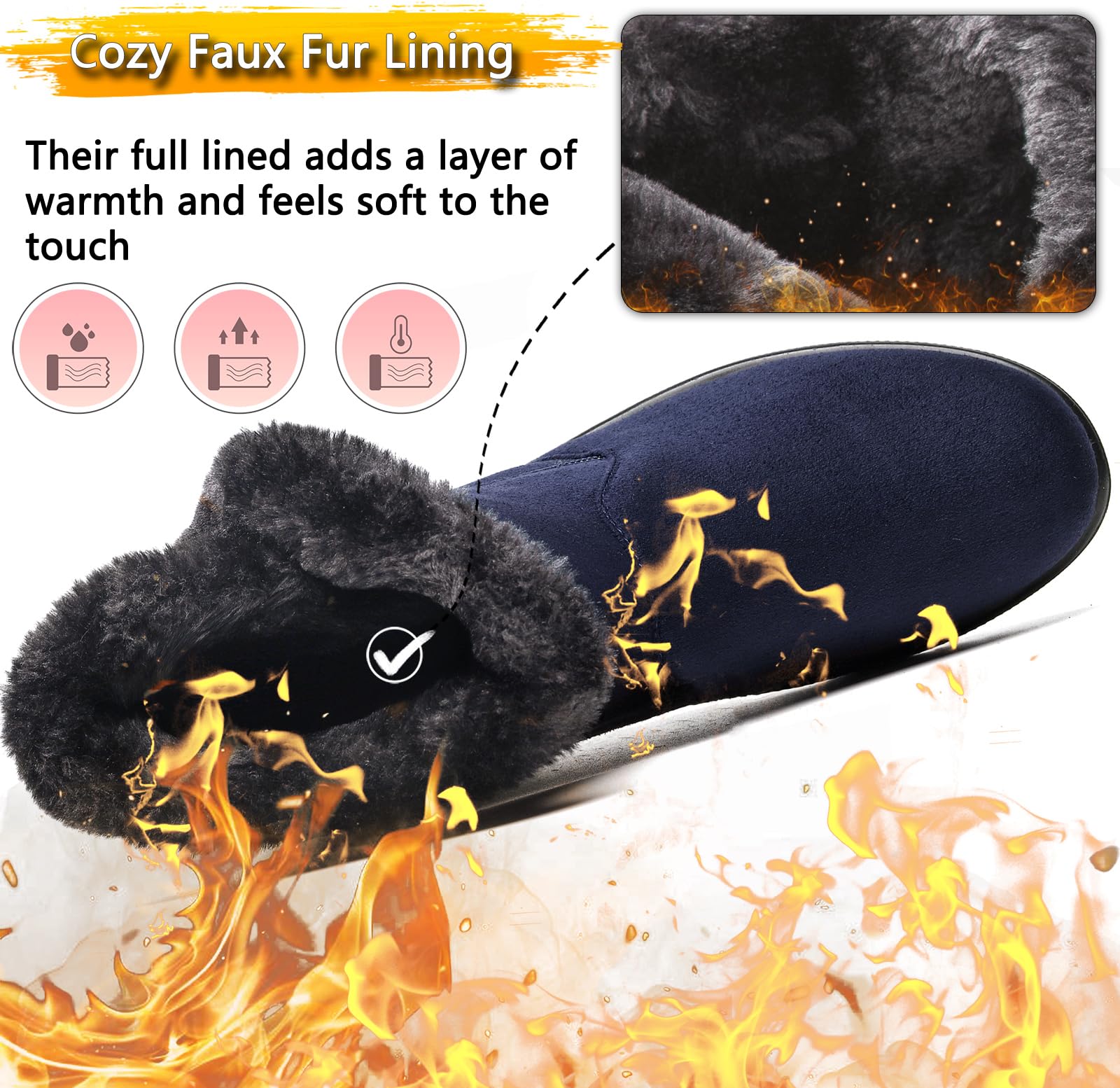 Vunavueya Stivali Donna Invernali Scarpe Stivaletti da Neve con Imbottitura Calda Stivali alla Caviglia Caldi Boots Scarpe 35-41.5