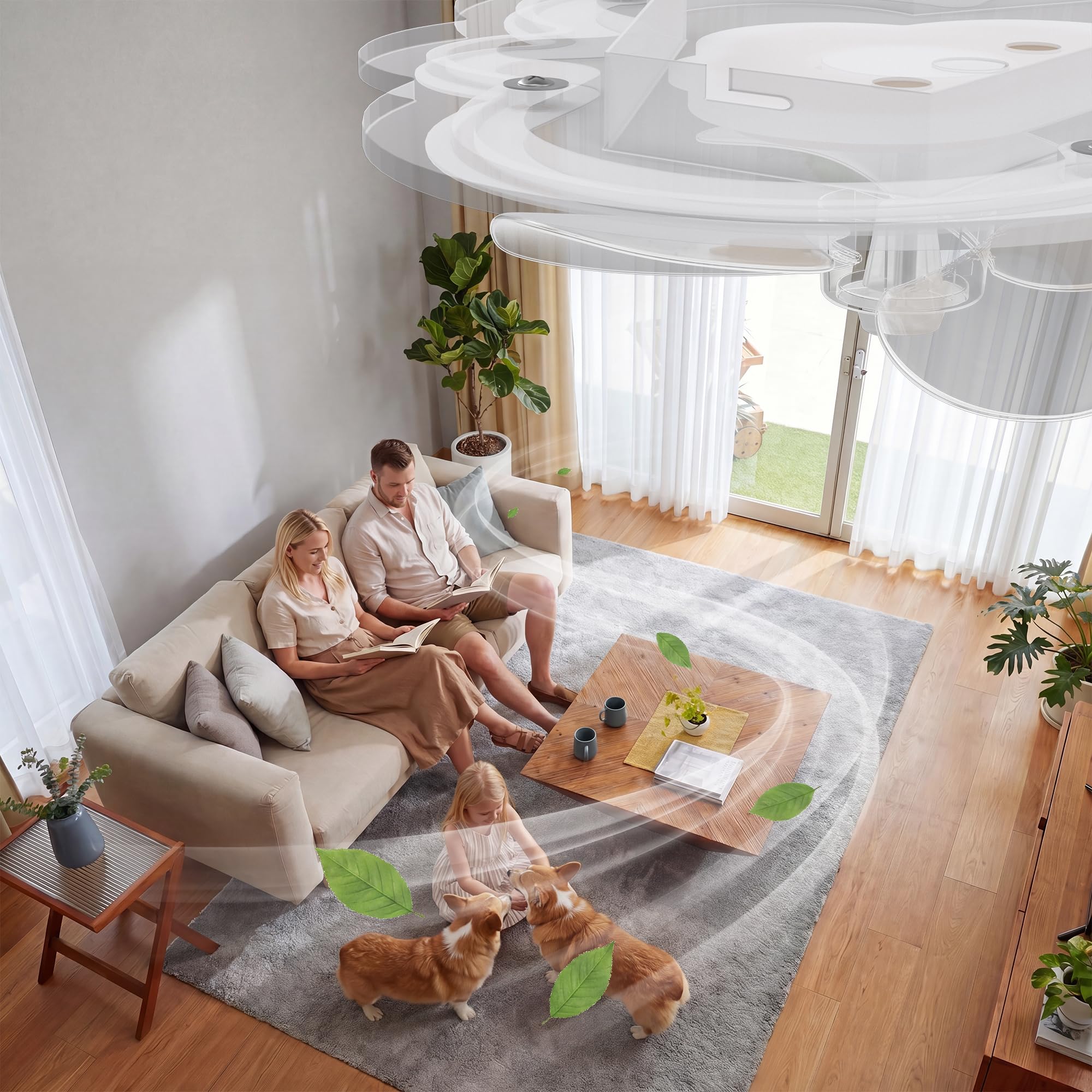 Deckenventilator mit Beleuchtung Dimmbar Wolken Ventilator Deckenleuchte Holz LED Fan Deckenventilator Mit Fernbedienung 52W 6 Wind Moderne Deckenventilator Licht Für Wohnzimmer Schlafzimmer,60CM