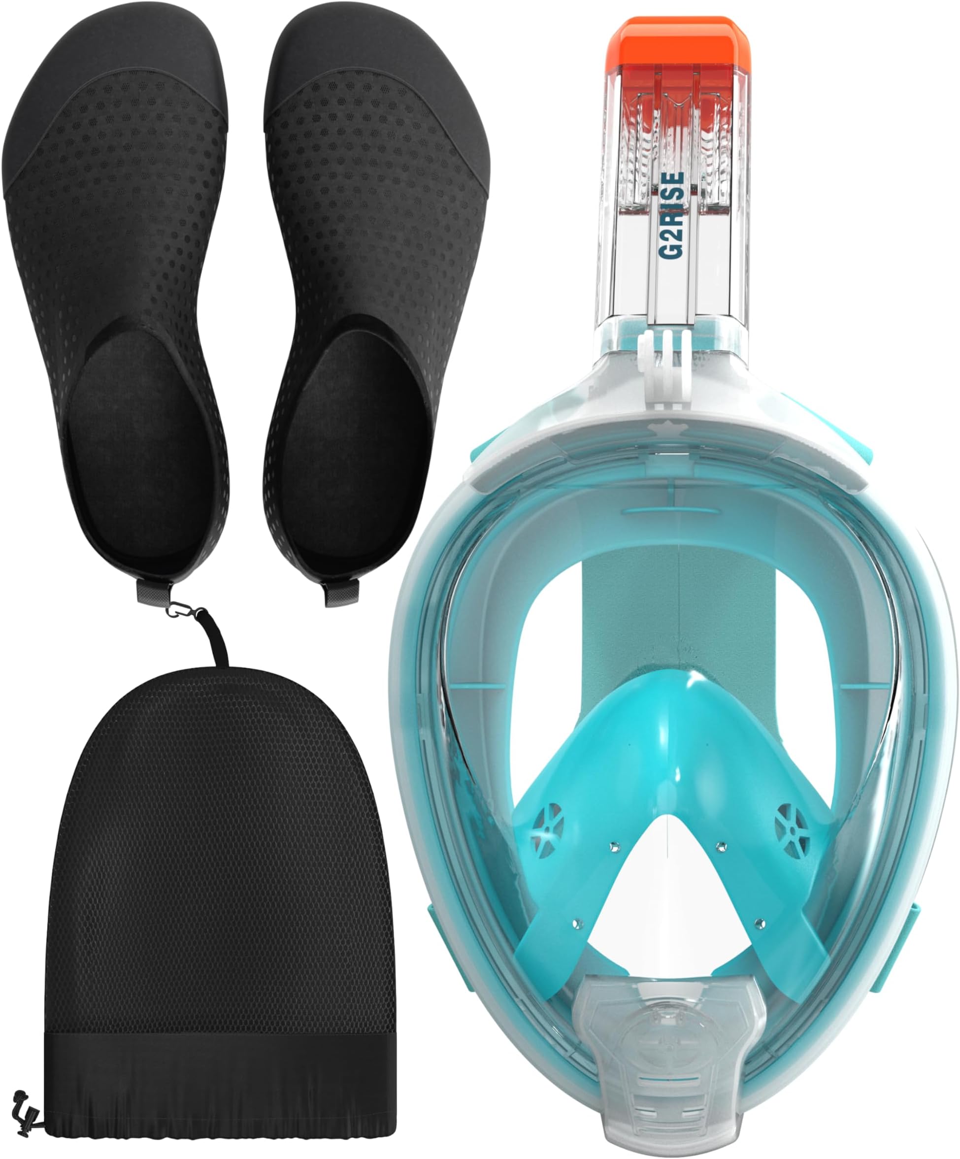 G2RISE Full Face Snorkel Mask Adult, Anti-Leak Anti-Fog, Snorkeling Set with Water Shoes for Men and Women