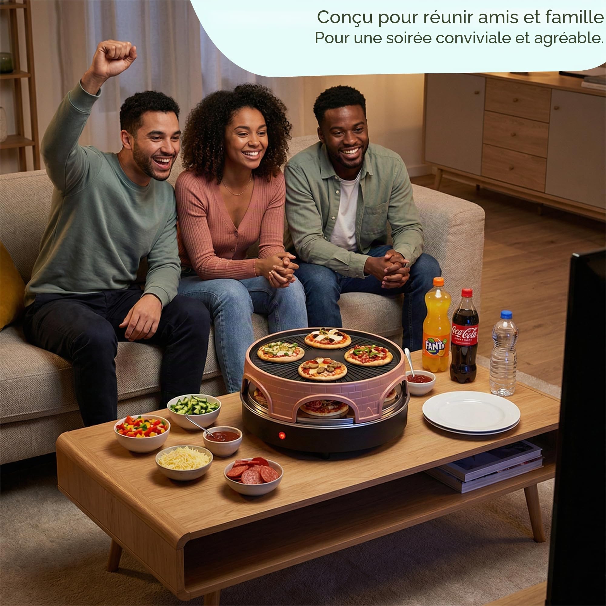 Emerio PO-113255.4 Four à raclette et à pizza Terre cuite/Noir One Size
