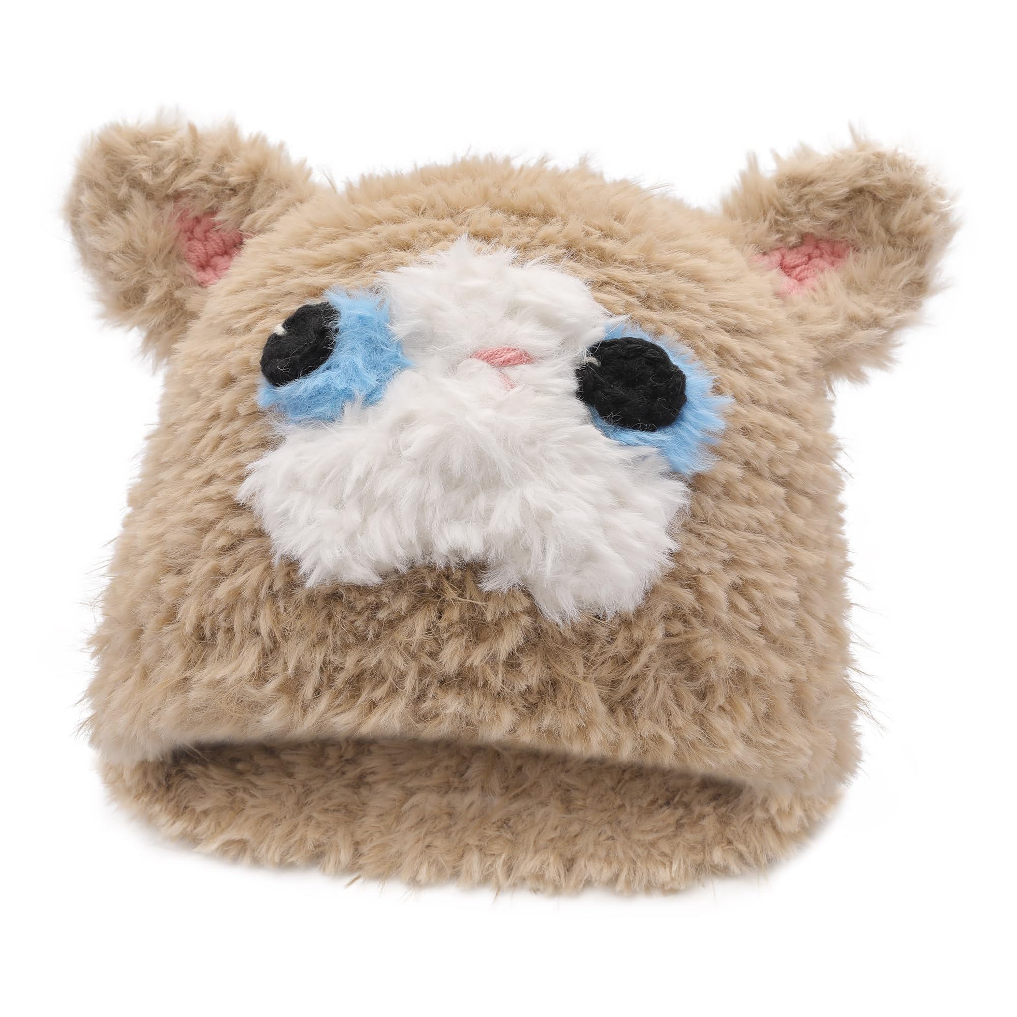 ZLYC Damen Katzenohr Slouchy Strickmütze Grunge Niedlich Wintermütze