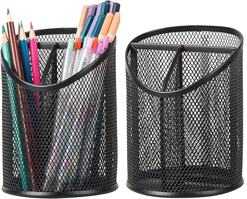 Delifox 2 Pack Pen Holder Mesh Round Pencil Holder Desktop