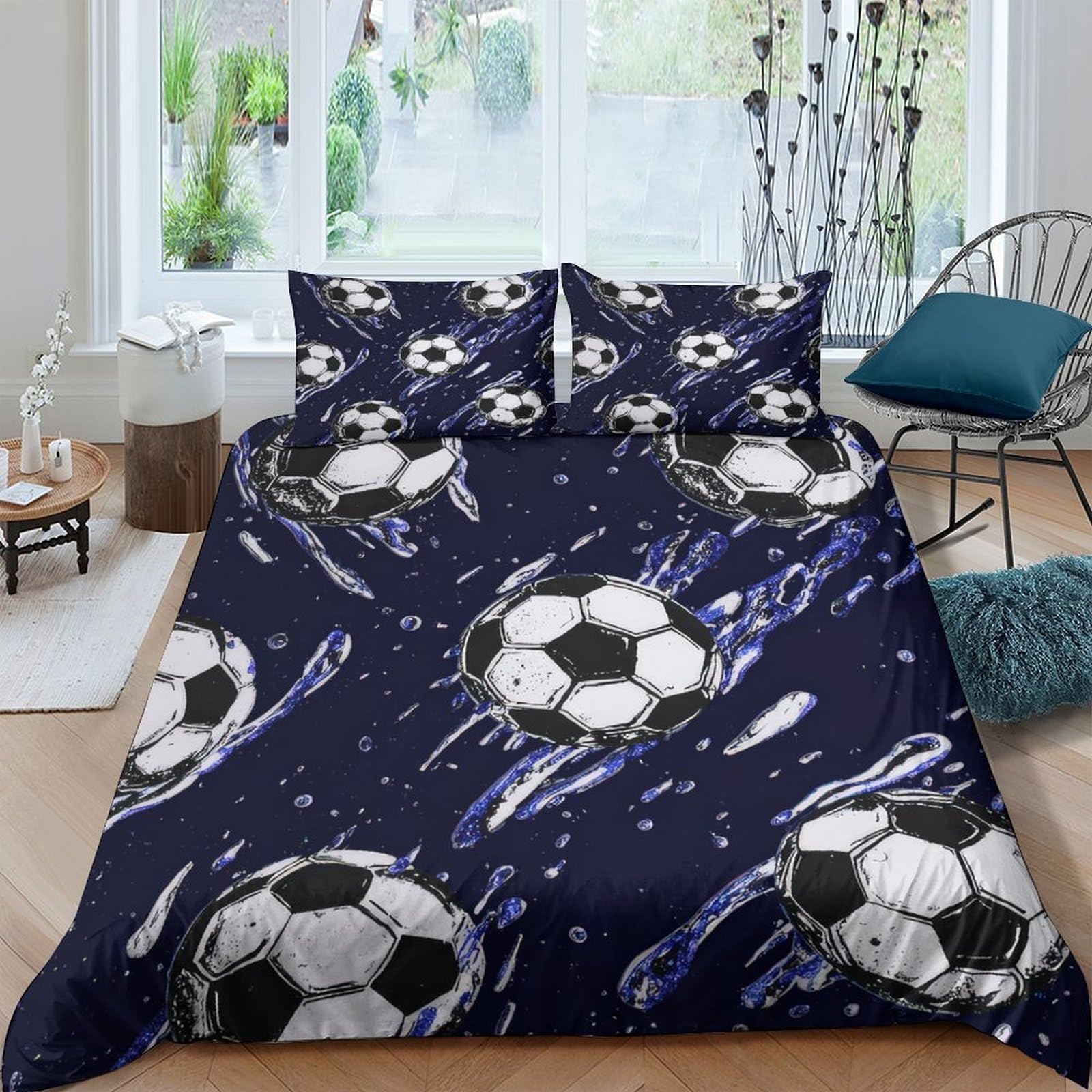 Housse de couette football dynamique 3D pour chambre d'homme moderne
