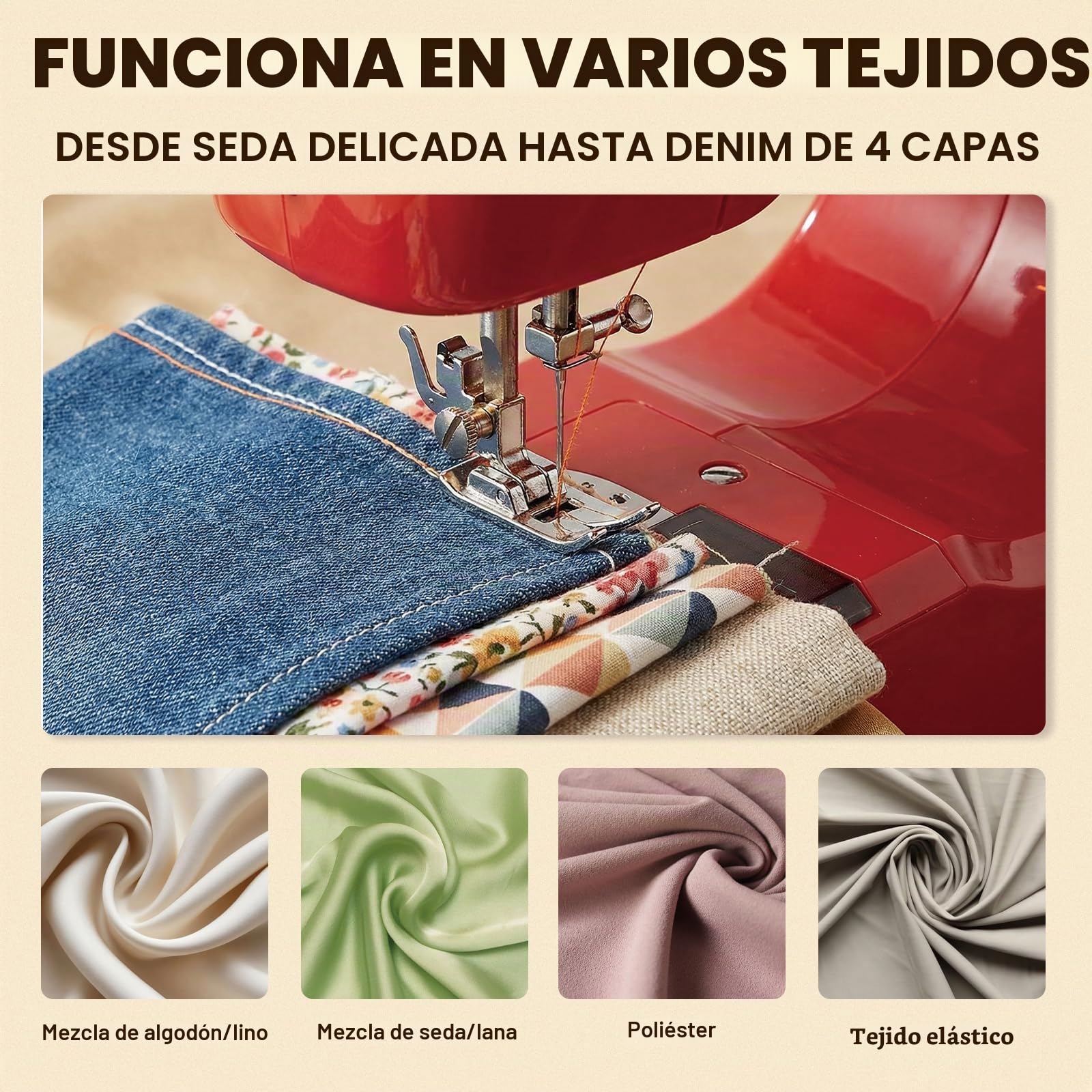 Mini máquina de coser eléctrica, 16 puntadas Multifuncional máquina de coser doméstica con doble aguja, juego de costura portátil para principiantes, arte DIY y acolchado