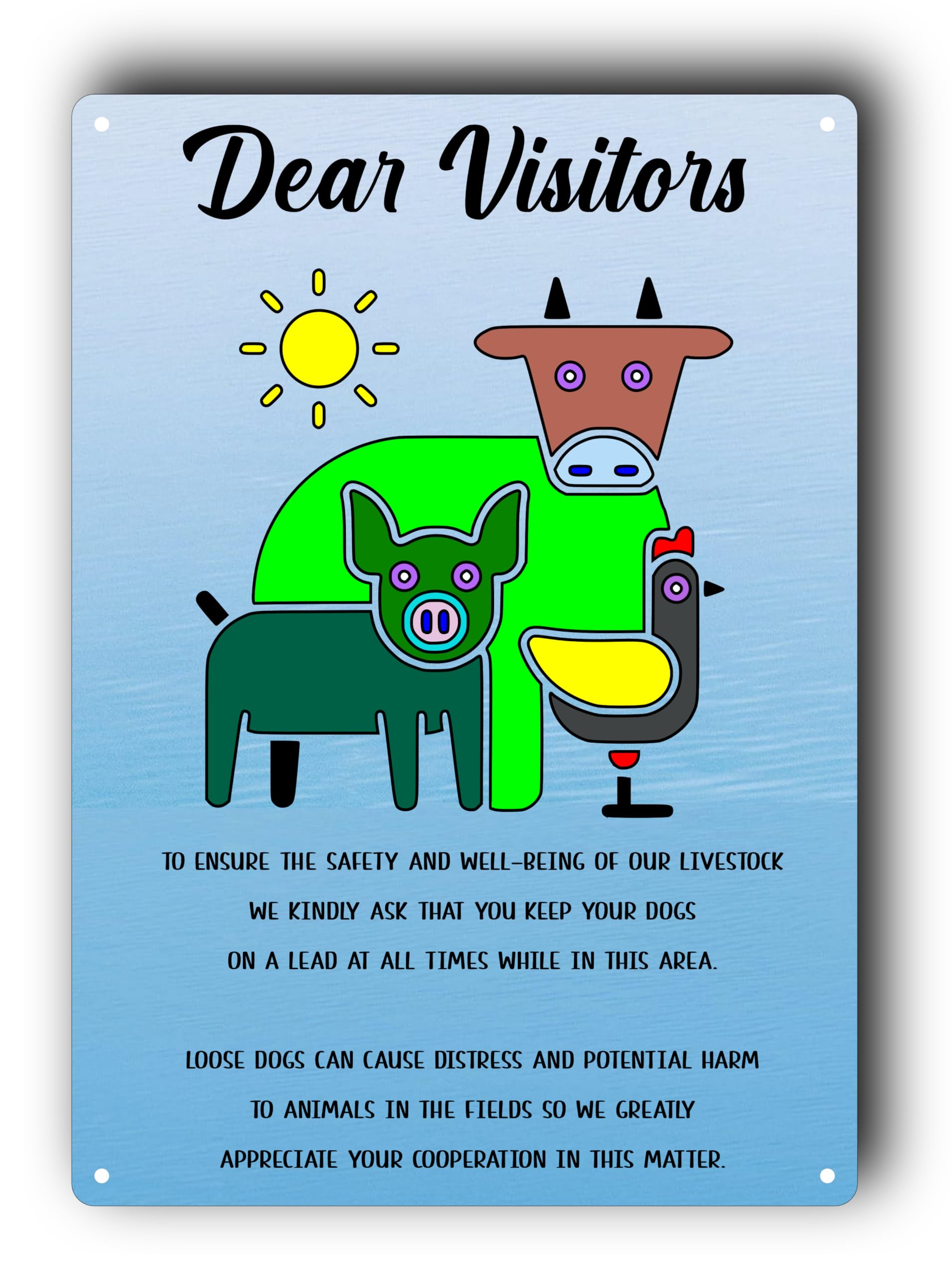 A4 UV Printed Livestock Safety Sign - Keep Dogs on Lead, Blue, 297 x 210 mm