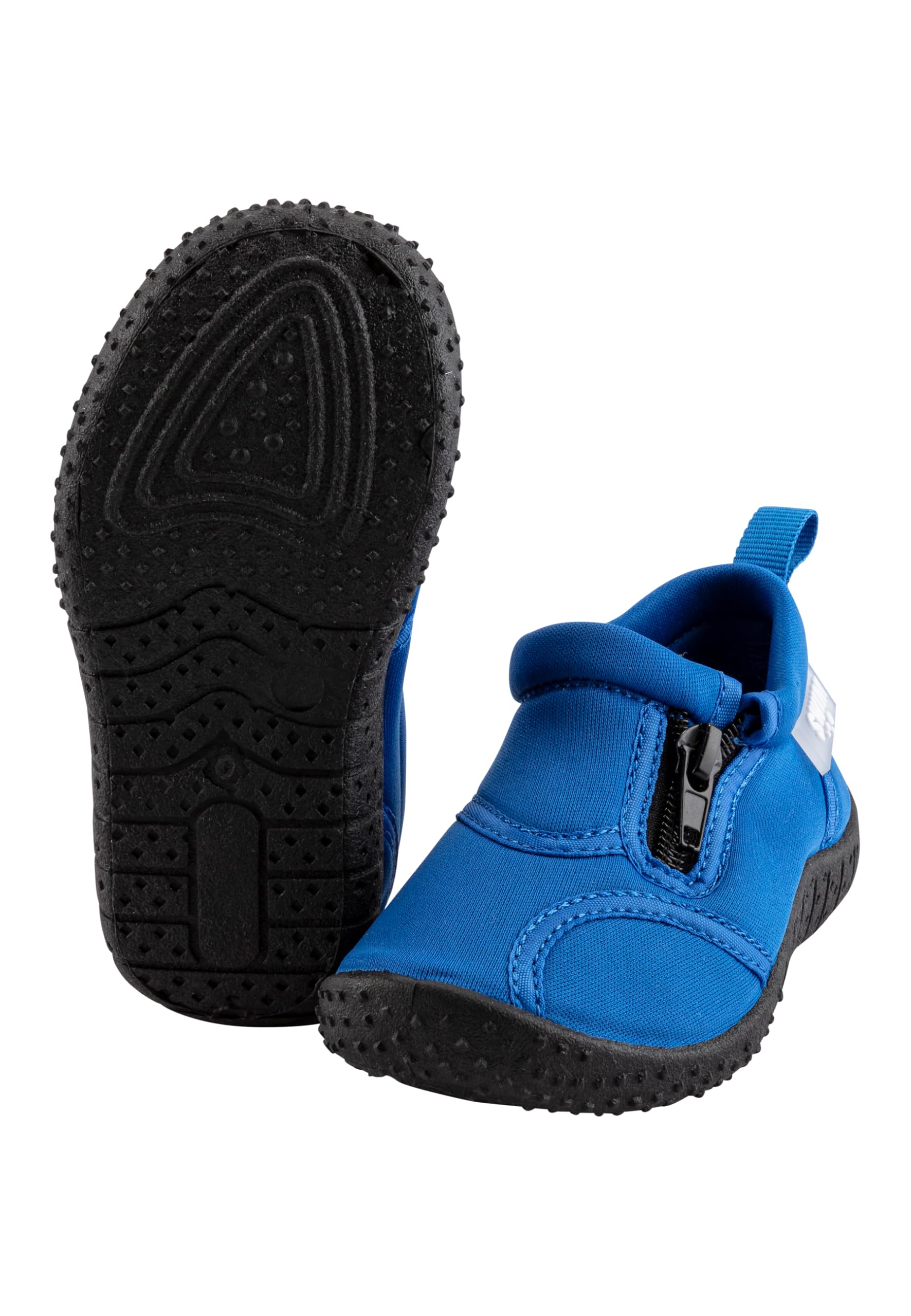 Nahaufnahme des seitlichen Reißverschlusses der Sterntaler Badeschuhe, der das An- und Ausziehen erleichtert.