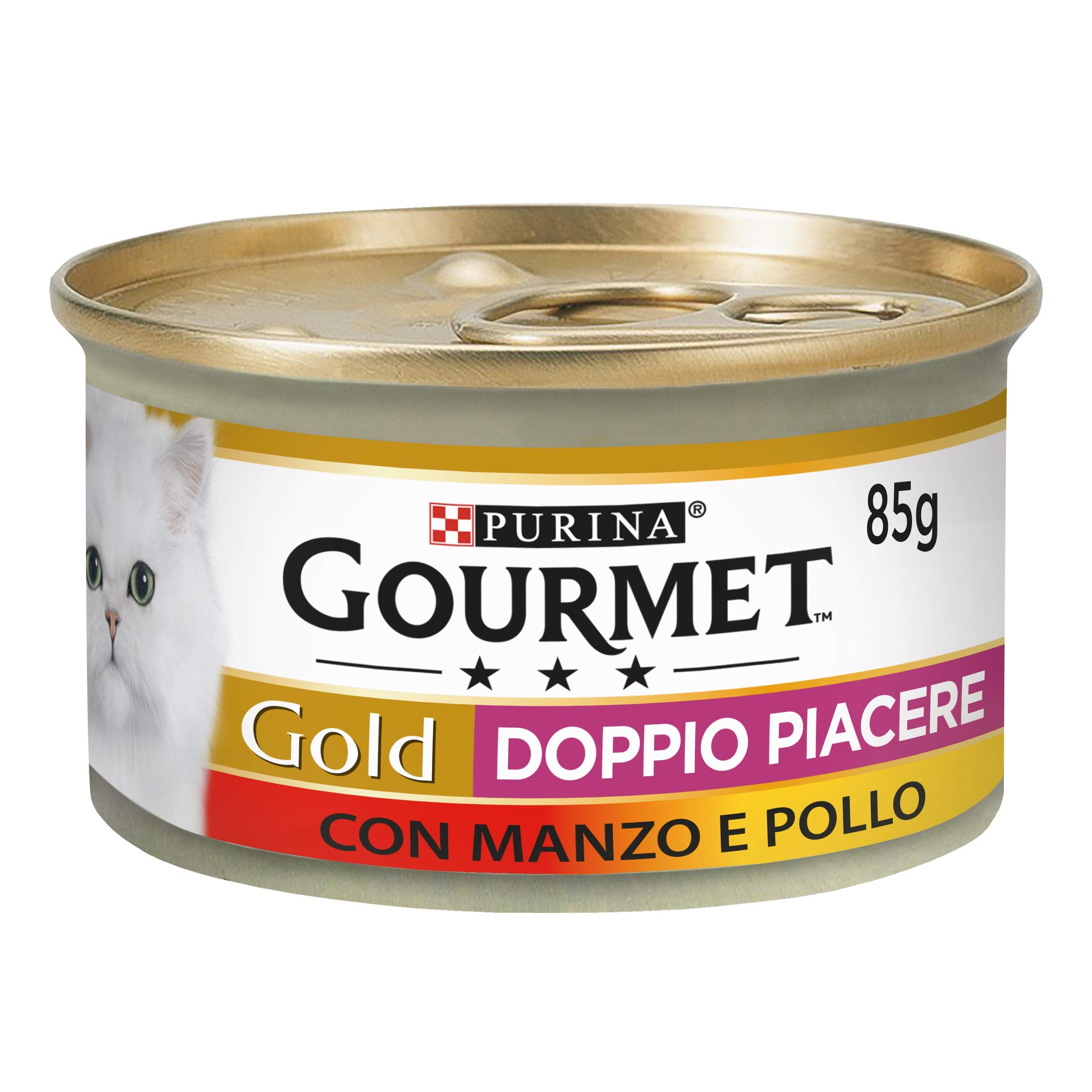 Purina Gourmet Gold Doppeltes Vergnügen feucht Katze Rindfleisch und Huhn, 24 Dosen à 85 g