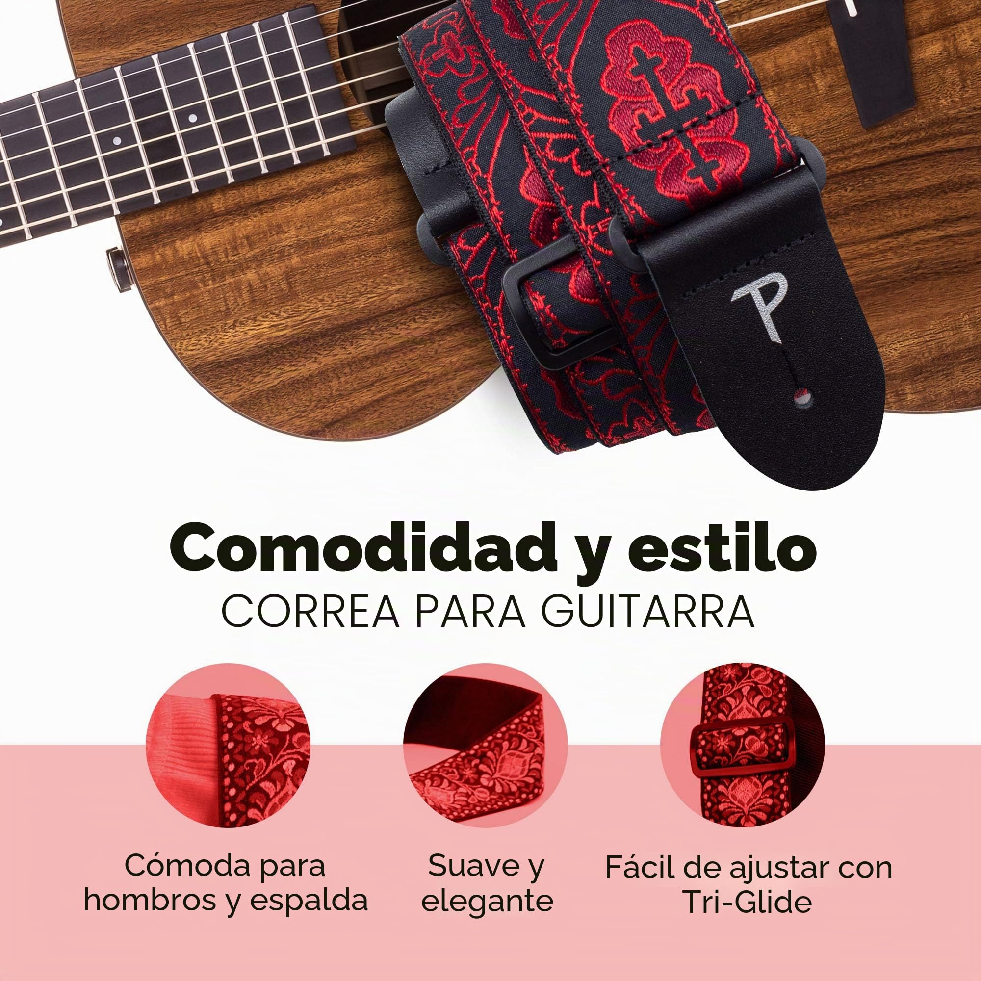 Perri's Leathers TWS-7071 Jacquard Guitar Strap - 2", Black/Red Cross