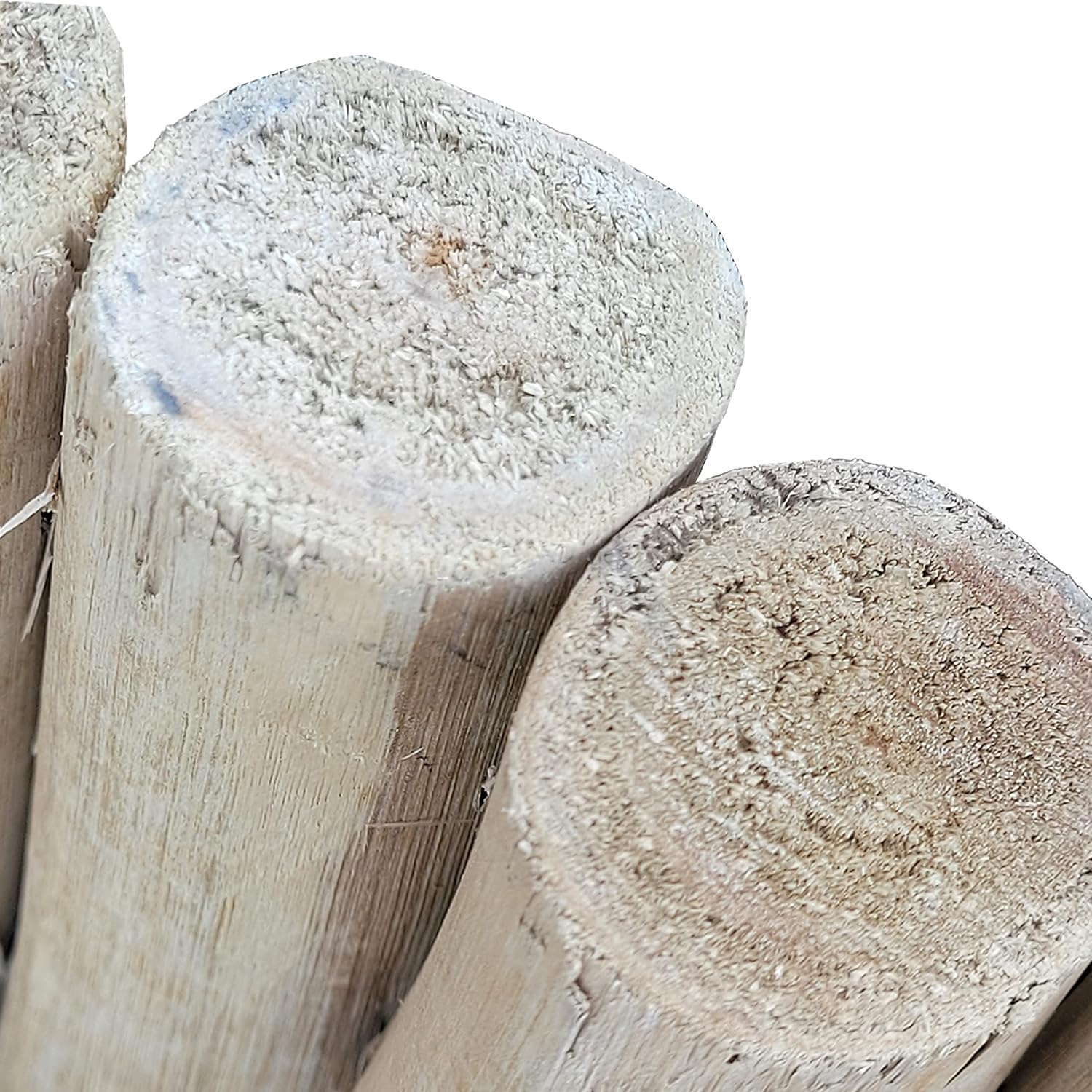 Backyard X-Scapes Natural Eucalyptus Wood Solid Log for Garden Edging Lawn Landscape Fence Borders 72 in L x 6 in H x 1.25 in D & EasyFlex 10 in. Landscape Anchoring Stake Pack - 10 Ct, Black