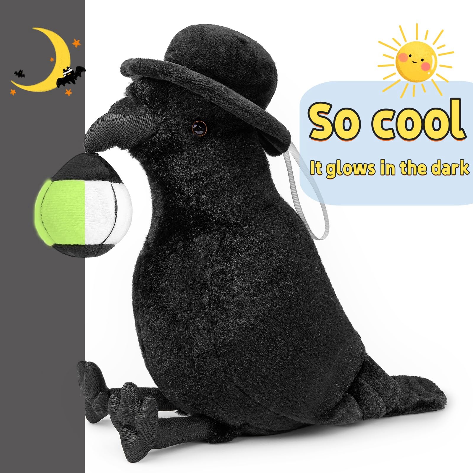 FRANKIEZHOU Realistic Crow Stuffed Animal - 11.8 Inch Lifelike Raven Plush Toy For Kids & Home Decor - View #5