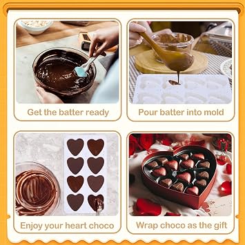 3 PCS Heart Molds Silicone 8 Cavities Heart Shaped Cupcake Pan for Baking Food Grade Muffin Pan Easy Clean Candles Epoxy Resin Valentine Craft for Making Chocolate, Candy, Soap and Jelly (Cream)