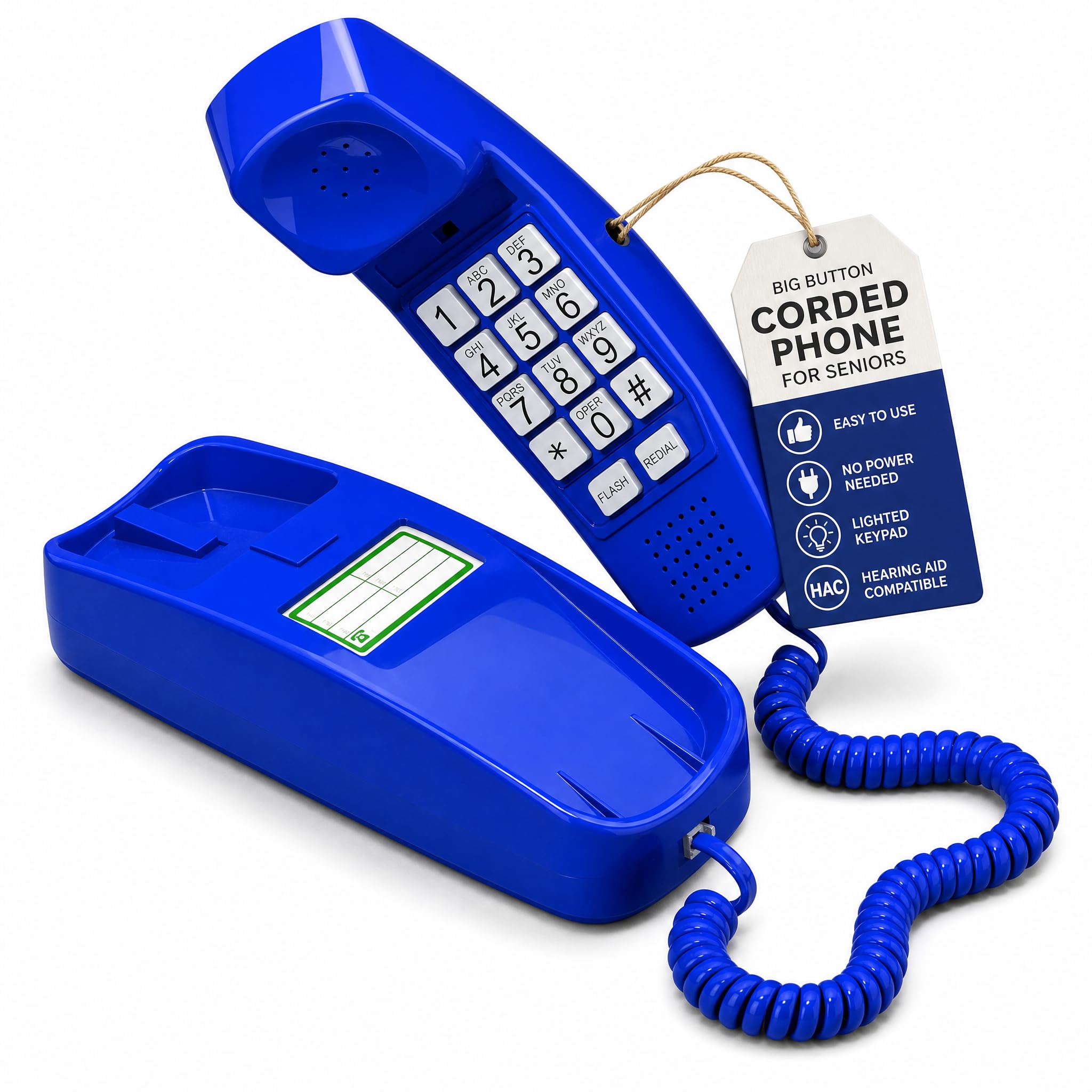 iSoHo Phones Landline Phones for Home, Big Button Corded, Classic Blue