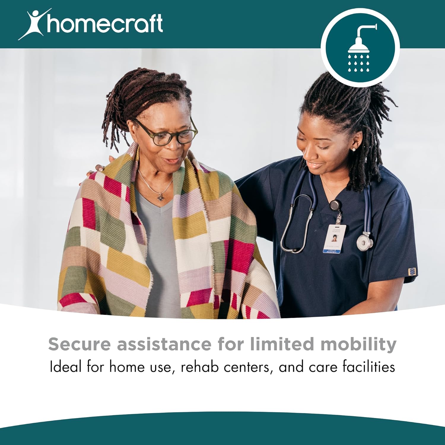 Homecraft Deluxe Bariatric Drop Arm Commode, 1000 lb Weight Capacity, Extra Wide Seat with Adjustable Height, Bedside or Over Toilet Use, Drop Arms for Easy Transfers, Includes Splash Guard & Bucket