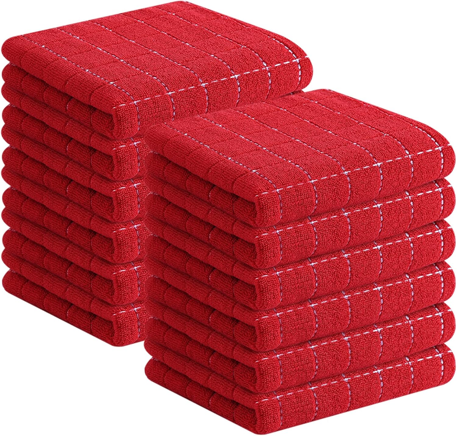 Homaxy 100 Cotton Terry Kitchen Towels(Red, 13 x 28 inches