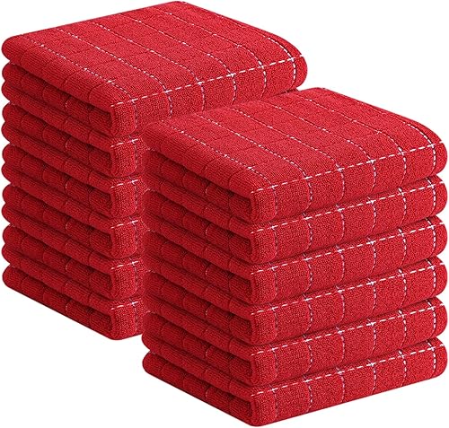 Miniatura 170 de Homaxy Toallas de cocina de rizo de algodón 100% (gris oscuro, 13 x 28 pulgadas), diseño a cuadros, suaves y súper absorbentes, paquete de 8