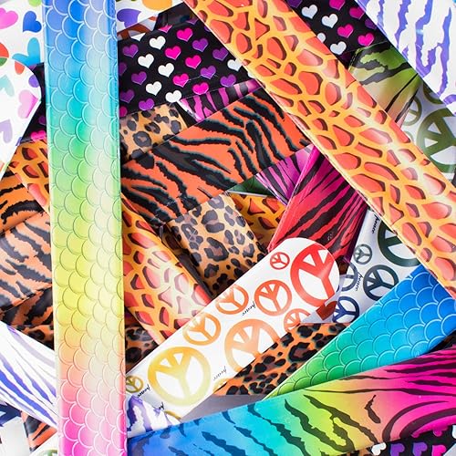 Miniatura 4 de Super Z Outlet Pulseras retro de vinilo de plástico con corazones coloridos y patrones de diseño de animales para niños, recuerdos de fiesta de