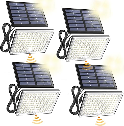 Miniatura 9 de SUPERDANNY Luces solares para exteriores con 113 luces LED brillantes, sensor de movimiento, luces de inundación exteriores del atardecer al