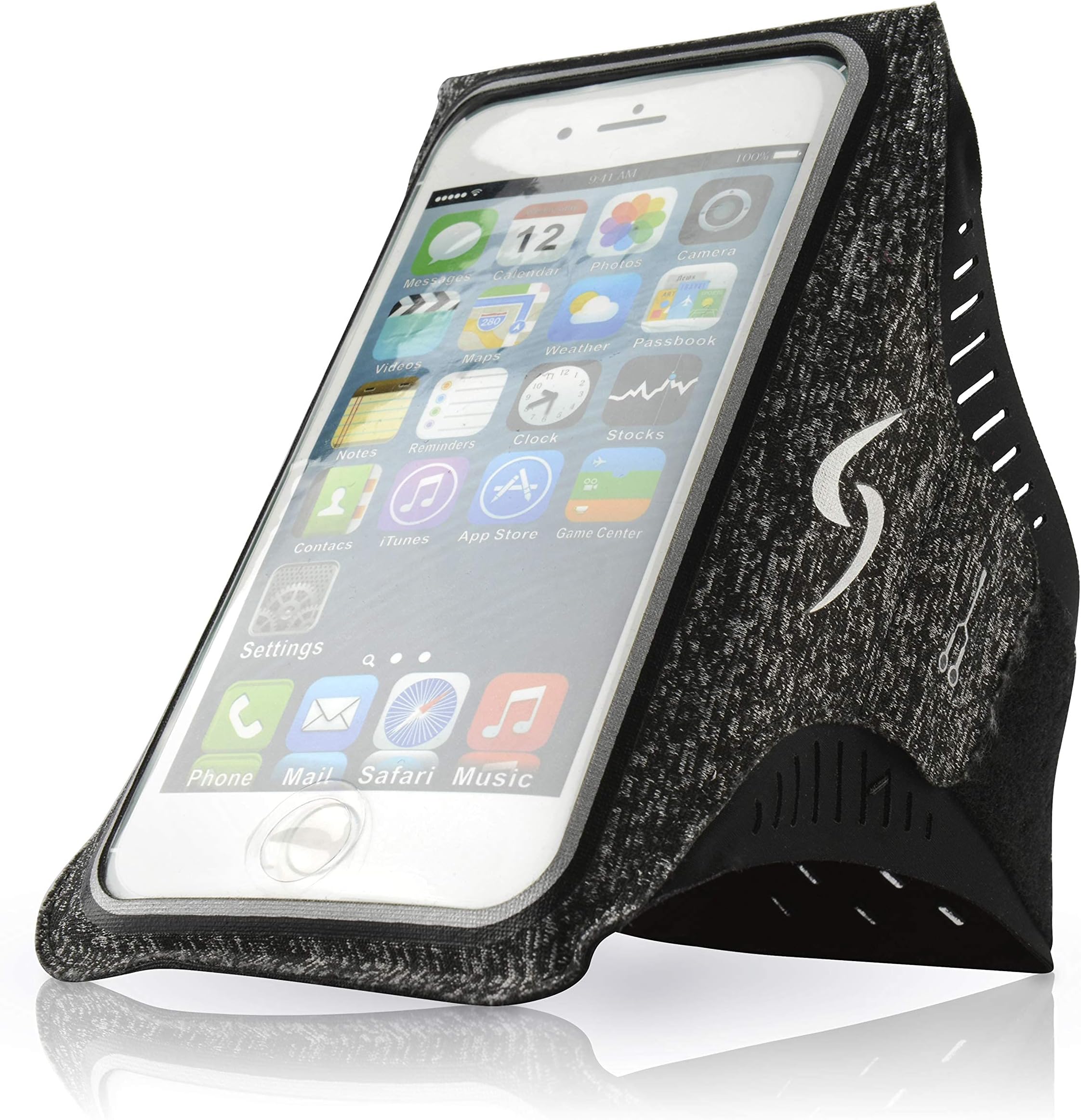 LIFE-SPORTS GEAR Vortex Running Armband Phone Holder - Water Resistant Comfortable Ventilated Velcro Cell Phone Arm Pouch with Clear Screen Access Fits All Phones for Running, Hiking, Jogging