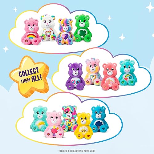 Miniatura 8 de Care Bears Peluche de oso Friends Forever de 14 pulgadas, teñido anudado, multicolor, hecho de materiales reciclados. Suave y abrazable. Bueno para