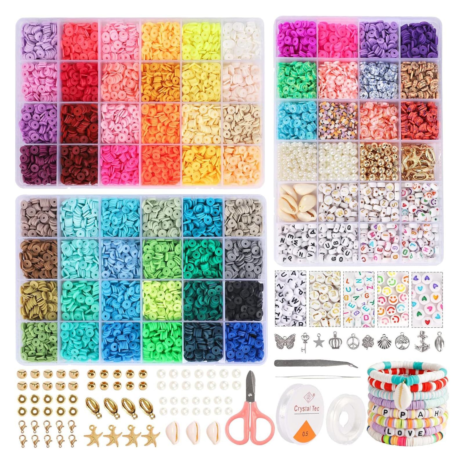 1100 Pz/scatola Perline di Argilla Morbida Kit di Perline con Lettera dell'Alfabeto con Set