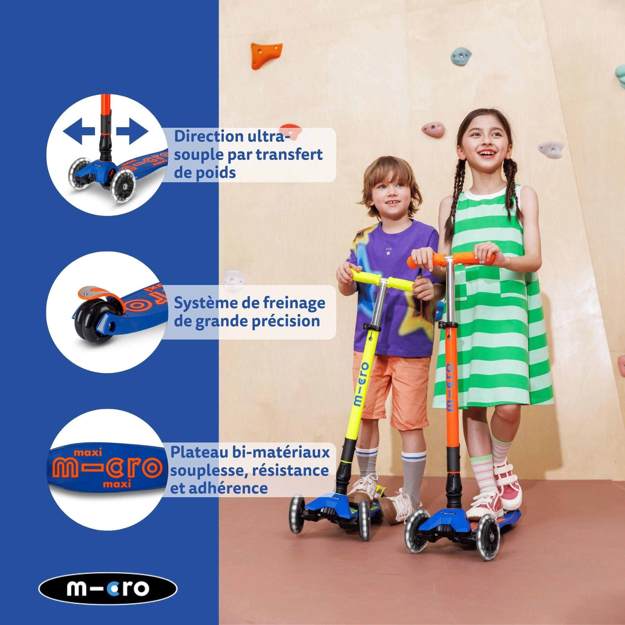 micro Maxi micro Deluxe Trottinette Pliable à LED Fluo réglable en Hauteur et Pliable pour Enfants à partir de 5 Ans avec Roues à LED et Roues LED pour garçons et Filles de 5 à 10 Ans