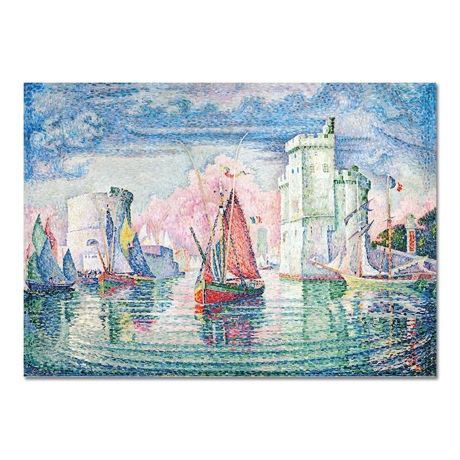 Giallobus - Pinturas - Paul Signac - Entrada del Puerto de La Rochelle - Vidrio acrílico plexi - 100x70 - Listo para Colgar - Cuadros Modernos para el hogar