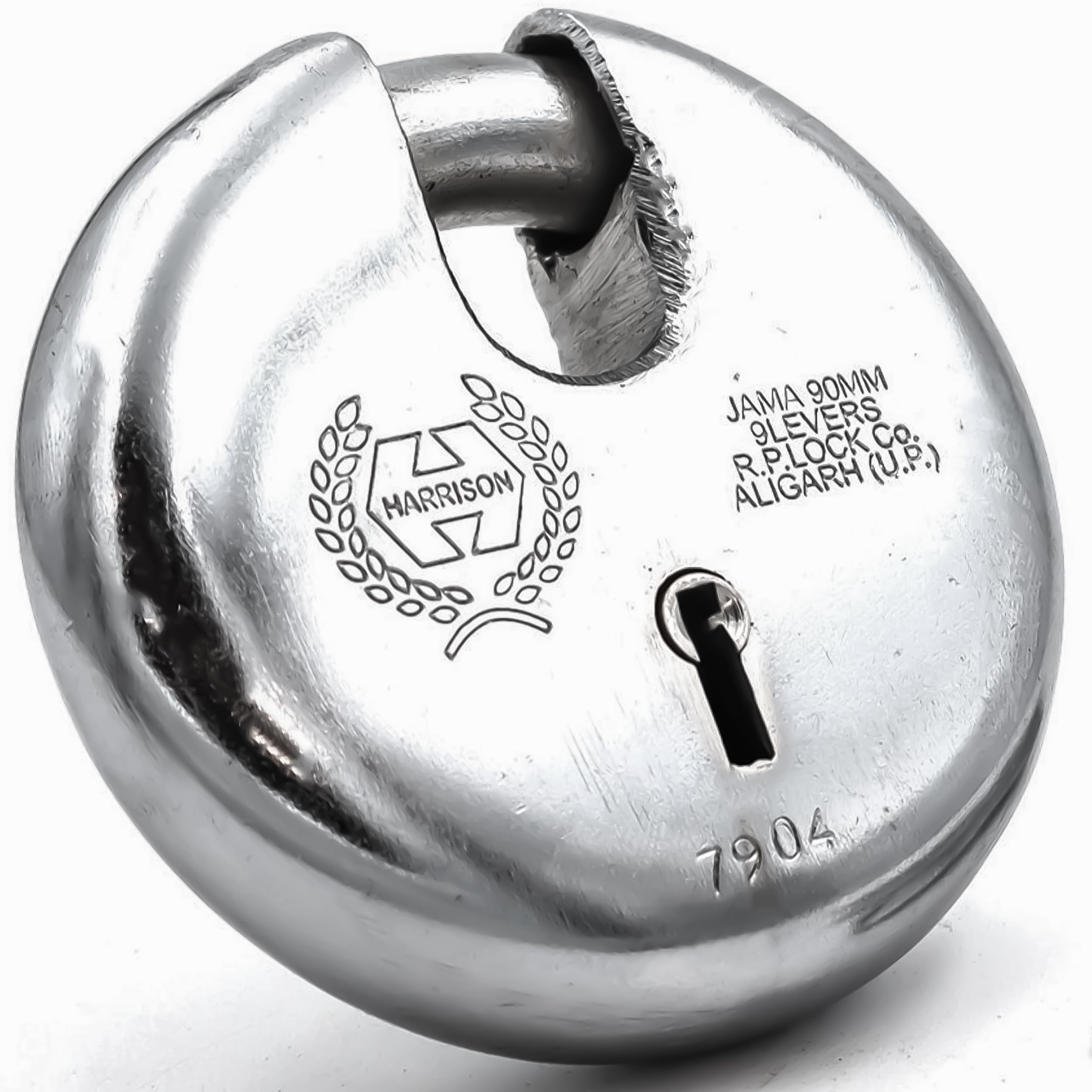 Harrison Padlocks/Round Padlock 90mm 8 Lever with 3 Keys JAMA-0022 Pack of 1/ Padlock, Padlocks, Locks for Home, Locks for Main Door, gate — Amazon image 2