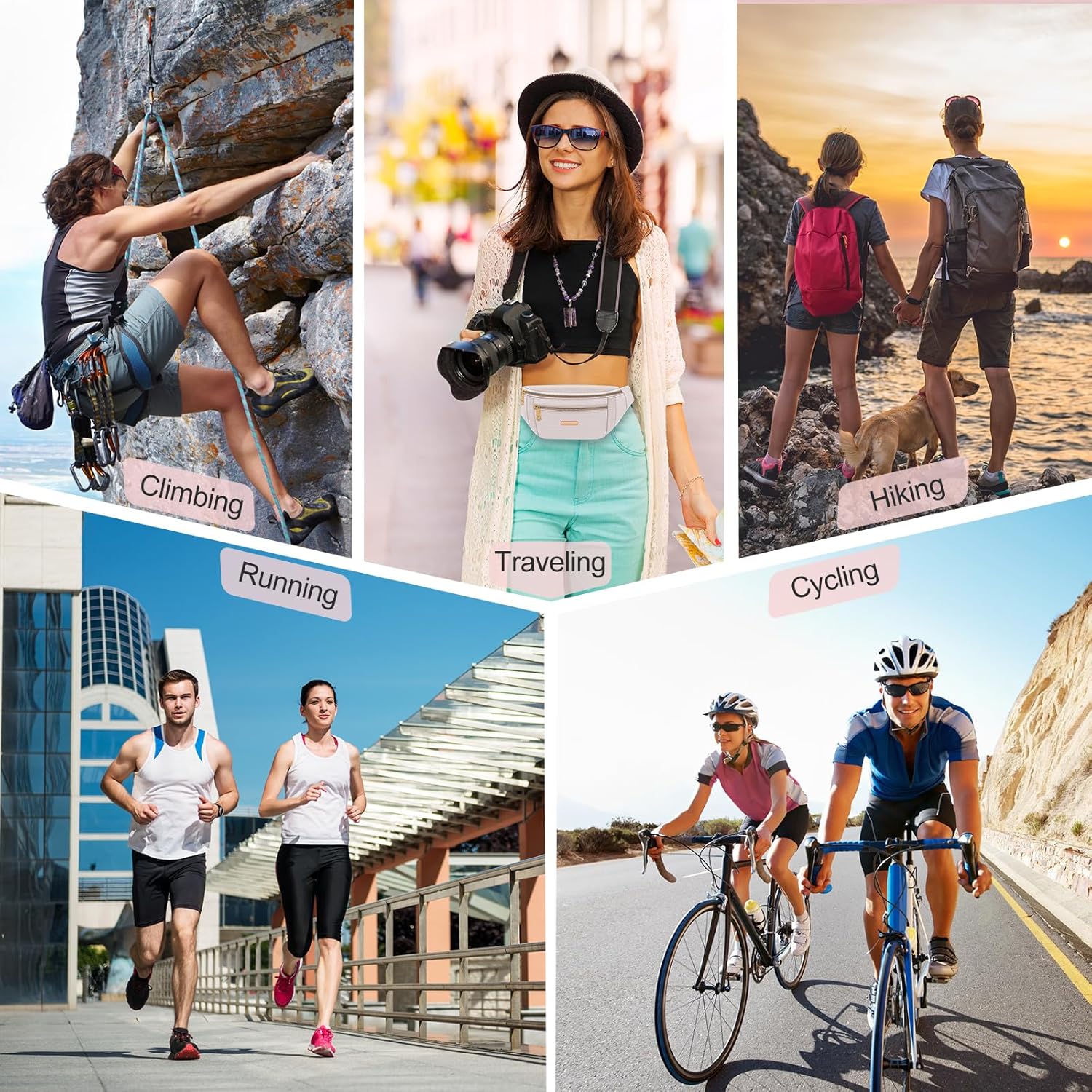 6 Pcs Fanny Pack Waist Pack Crossbody Waist Bag with Adjustable Strap for Women Men for Traveling Running Sports Workout - Image 7