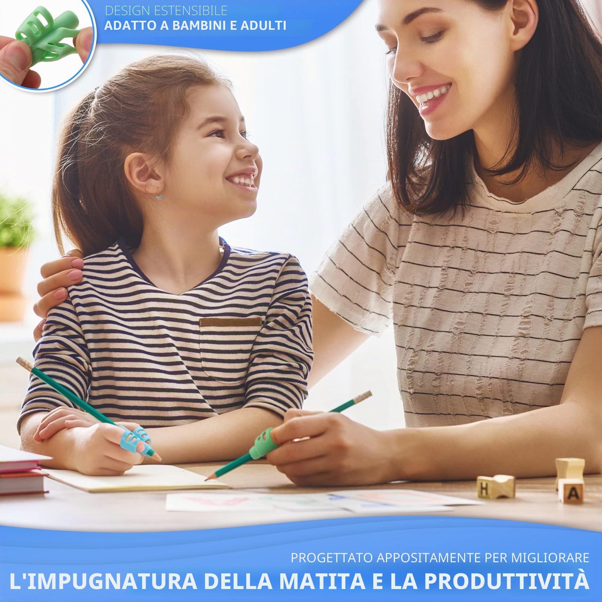 Stylo Impugnatura Matita Bambini, Confezione da 6, Impugnature Ergonomiche