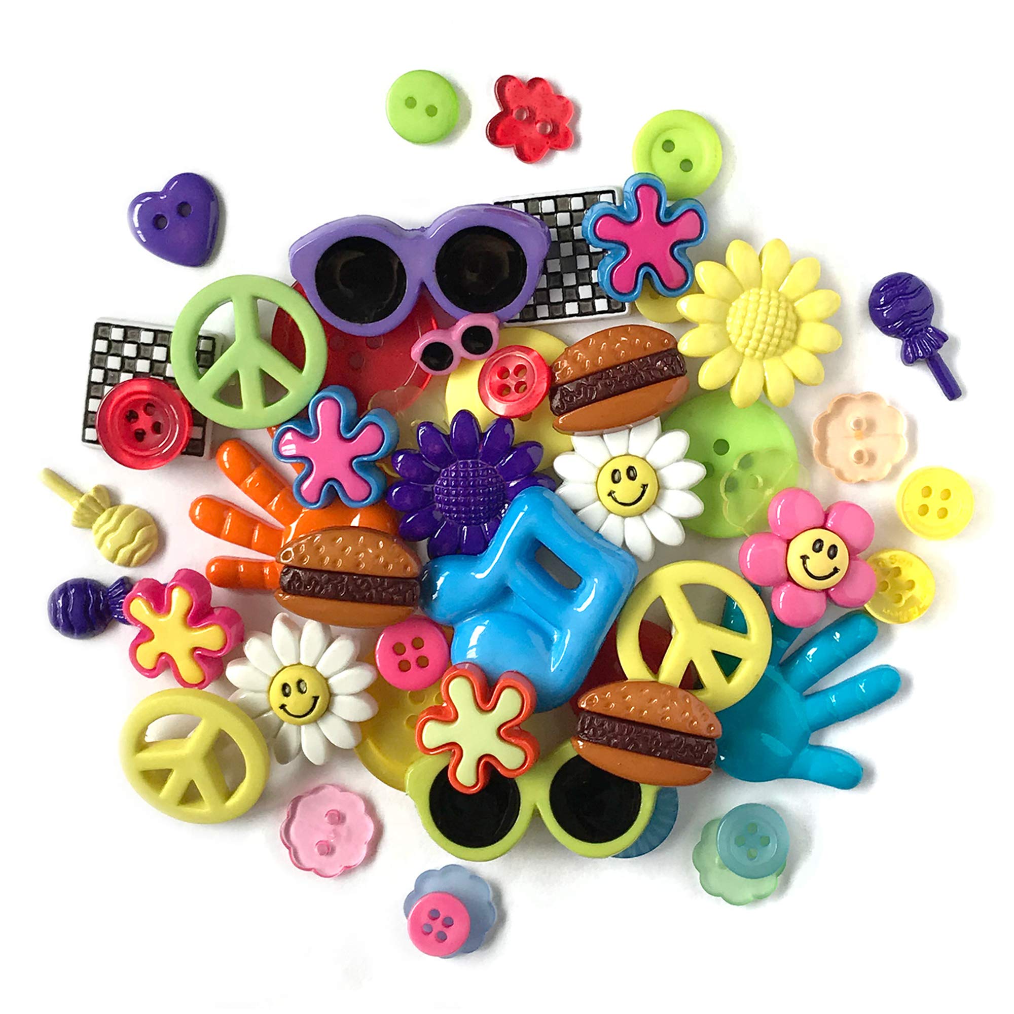 Buttons Galore and More Collection Round Novelty Buttons & Embellishments Based on Variety of Themes, Holidays and Seasons for DIY Crafts, Scrapbooking, Sewing, Cardmaking and Other Projects – 50 Pcs