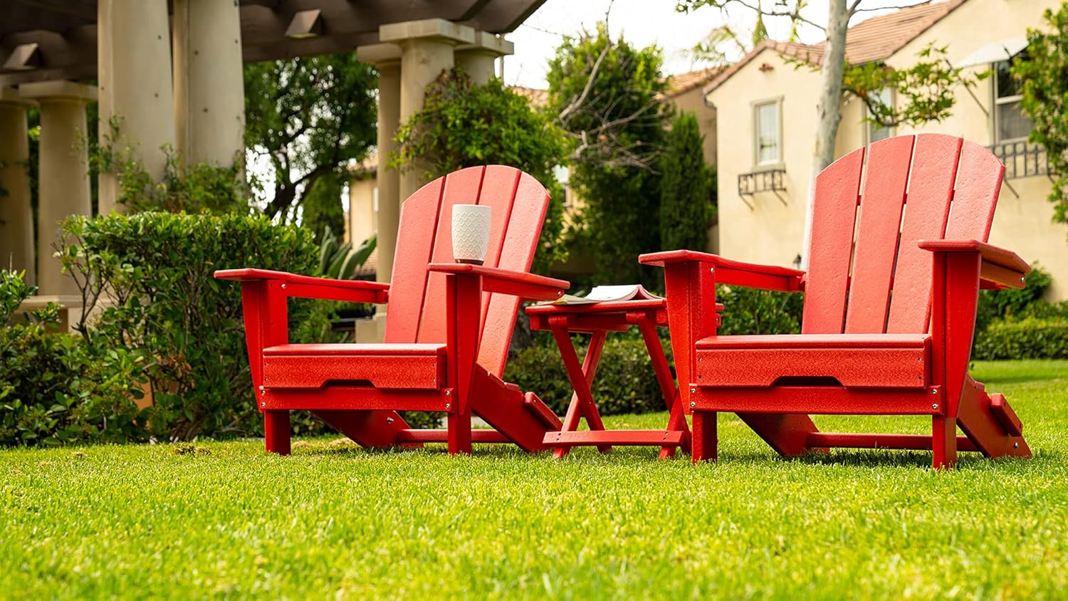 ResinTEAK Plastic Folding Adirondack Chair | Adult-Size, Weather Resistant for Patio Deck Garden, Backyard & Lawn Furniture | Easy Maintenance & Classic Adirondack Chair Design (Apple Red) : Patio, Lawn & Garden