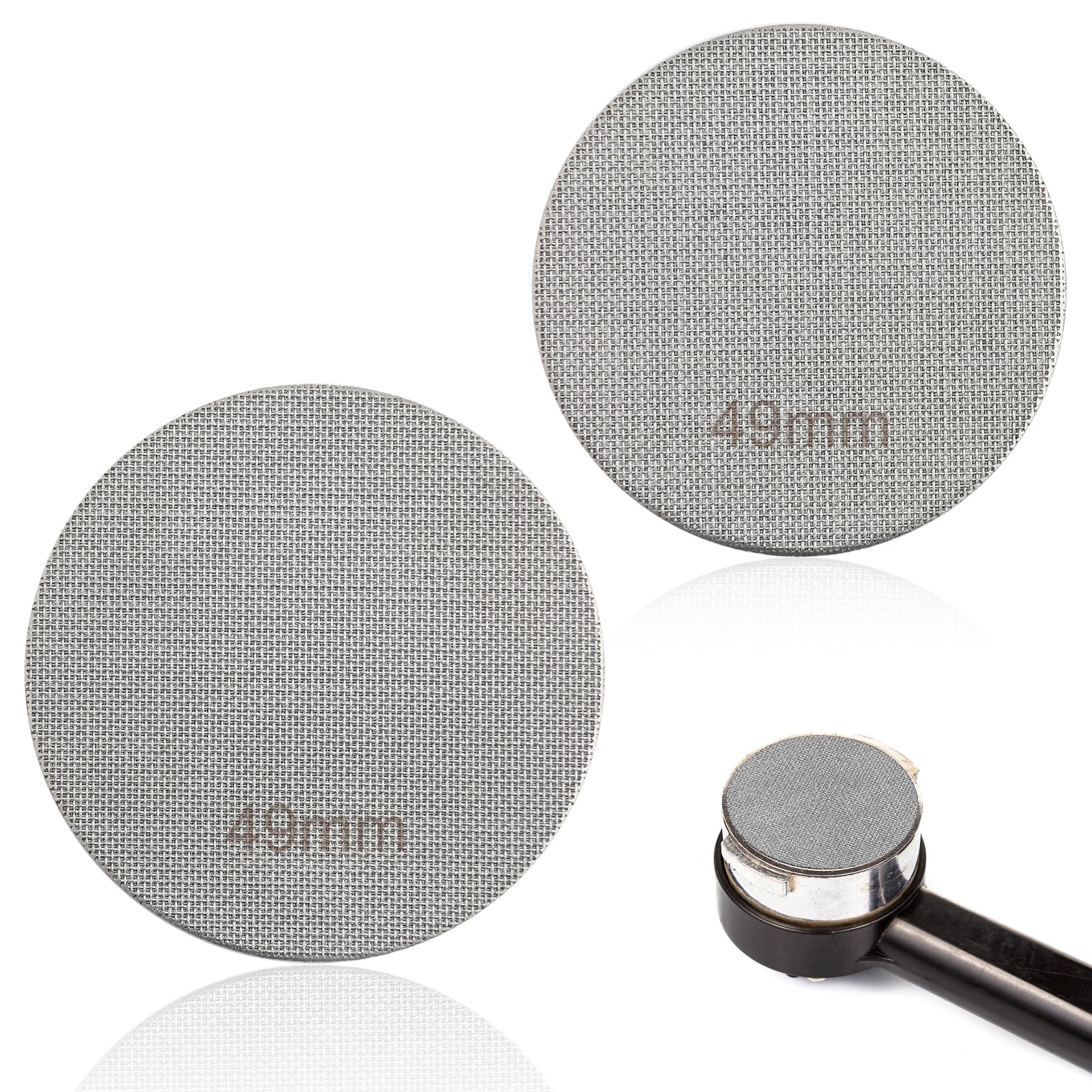 2pcs 49mm Espresso Screen Filter, 316 Stainless Steel Espresso Puck Screen 150μm Reusable Espresso Portafilter Puck Screen Sturdy Coffee Screen Filter Mesh for Espresso