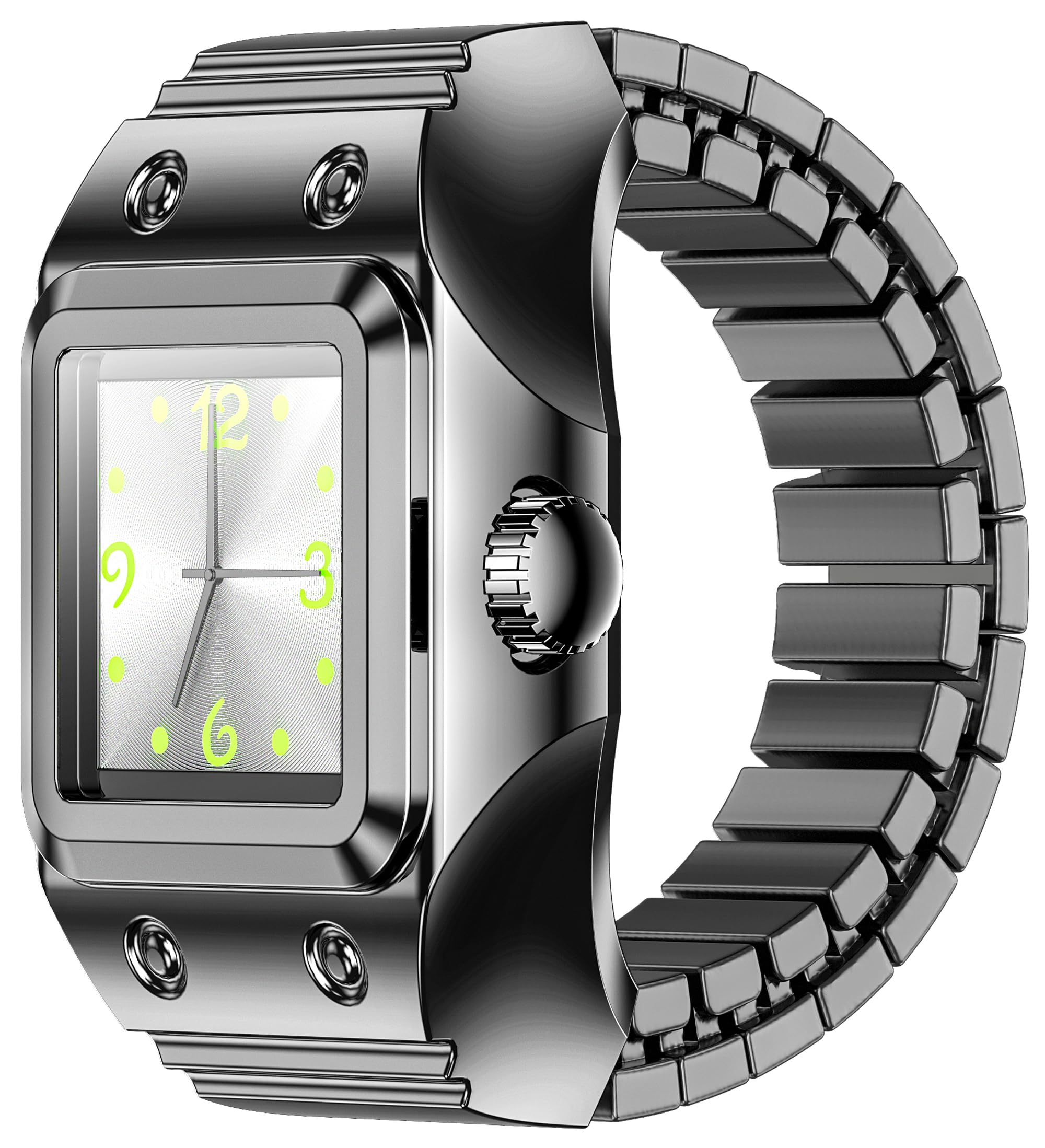 Finger Watch Smart Rings for Men Women Stretchy Elastic Band Heart Rate Monitor Sleep Tracker Pedometer Step Counter Calories Waterproof Dressy Creative Unique Fitness Ring Clock-image-48