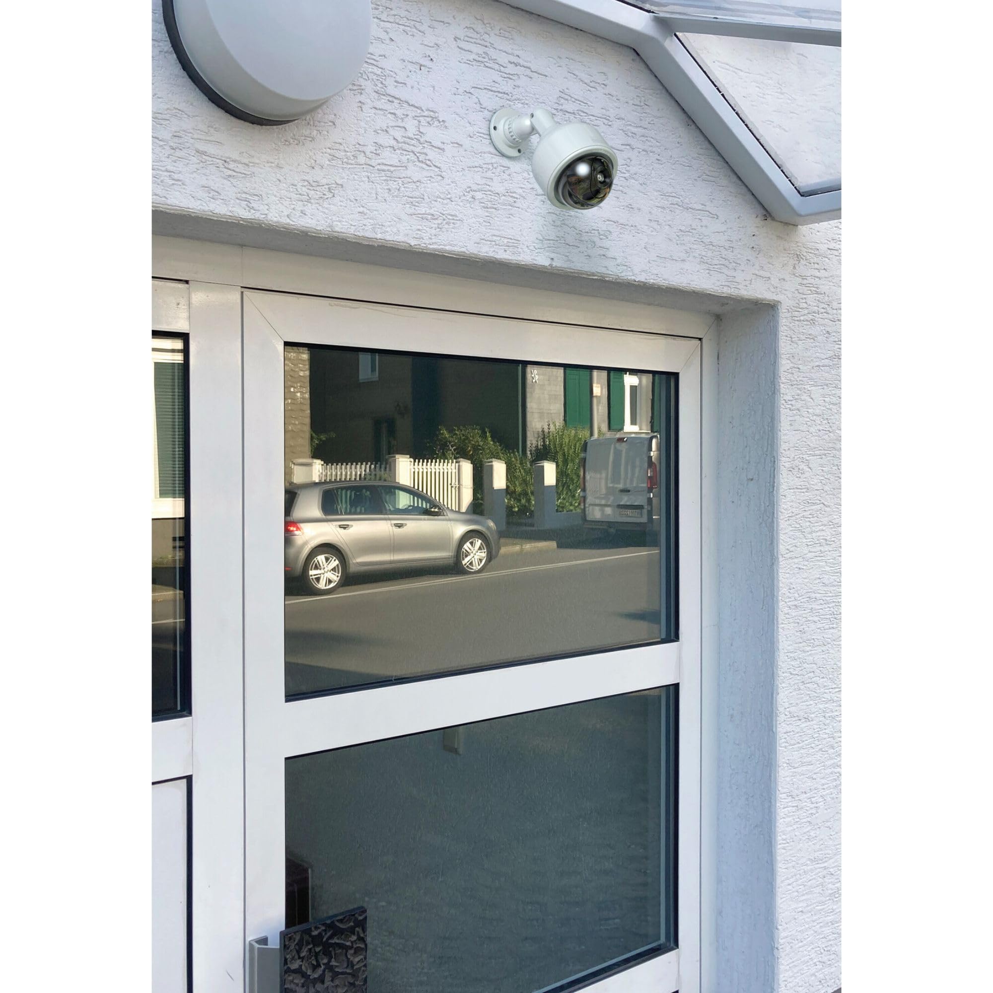 BASI | Set di 3 fotocamere Dome con luce LED lampeggiante | fotocamera Dummy | telecamera di sorveglianza per interni ed esterni protetti | supporto a 360 gradi | bianco | CCTV