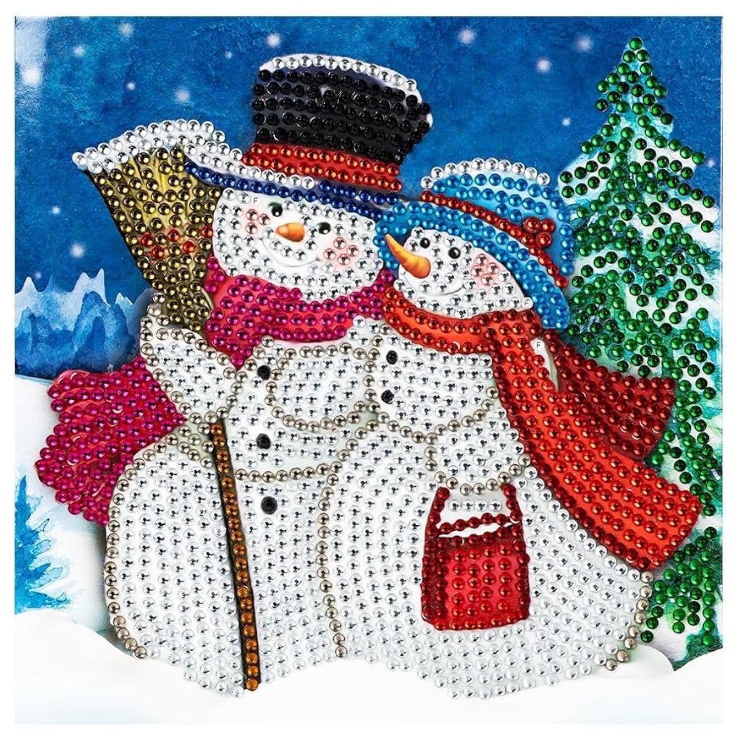 Ideen Mit Herz Snowmen 03 Diamond Painting Greeting Card | Rhinestone Edition | 16X16cm | 370Gsm | Includes Stones, Envelope & Tool (Snowmen 03)