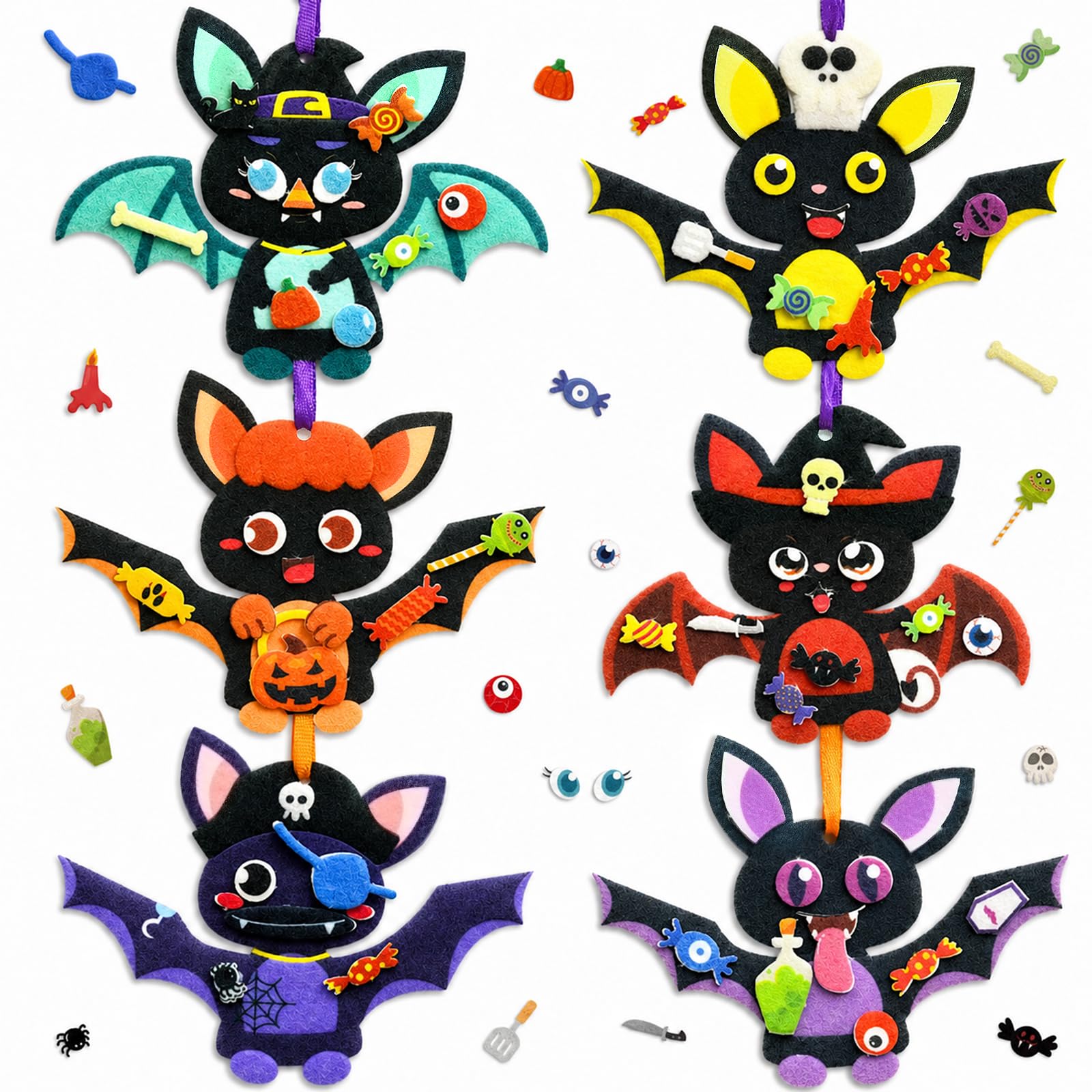 Isisyu Halloween Crafts for Kids, 12 Pack Bats Decoration Kits